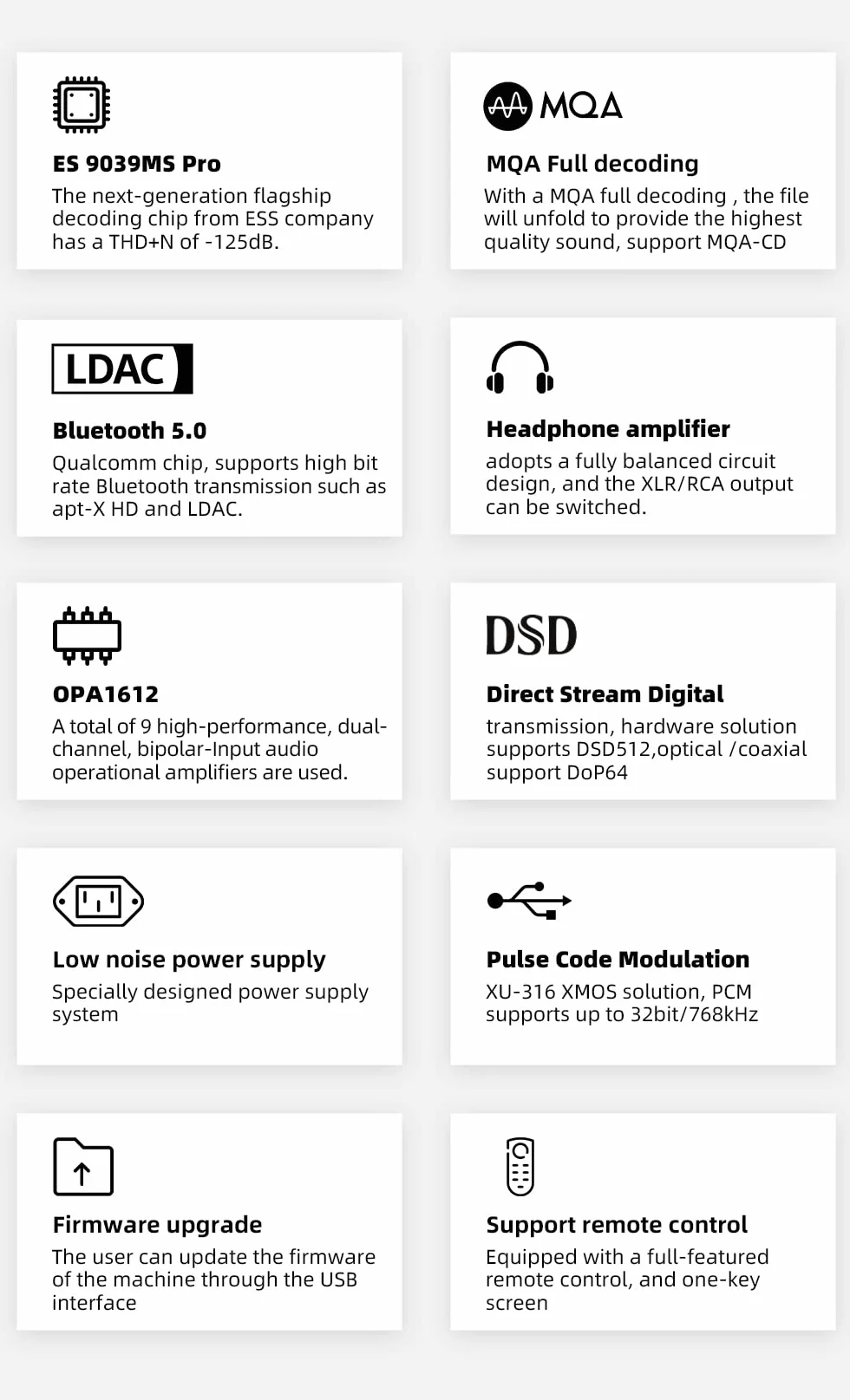 LOXJIE D40Pro DAC, ES 9039MS Pro Chip, Bluetooth DAC Audio, HiFi, dekoder wzmacniacz słuchawkowy, MQA Full Decoder, OPA1612, obsługa transportu DSD, XU-316, z pilotem zdalnego sterowania