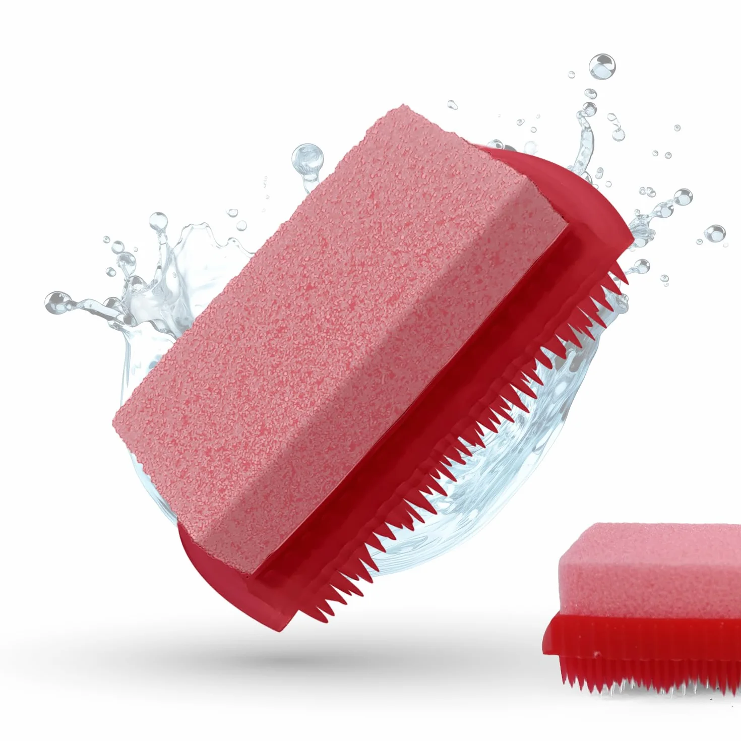 LaRosa PUMICE SPA 2 w 1 szczotka do pielęgnacji stóp – czerwona z różowym pumeksem