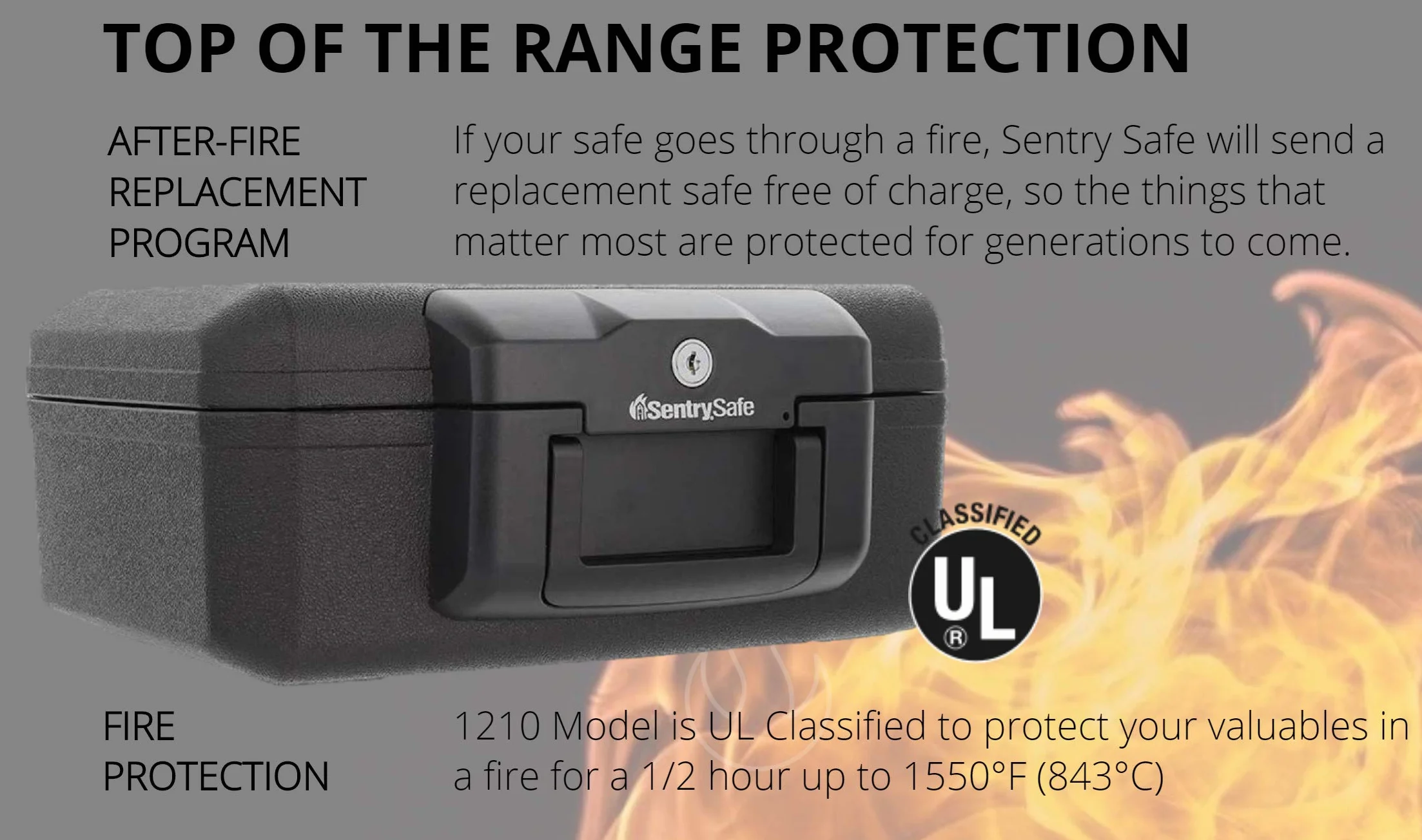 Sentry Safe 1210 przenośny sejf ognioodporny z zamkiem na klucze, mały