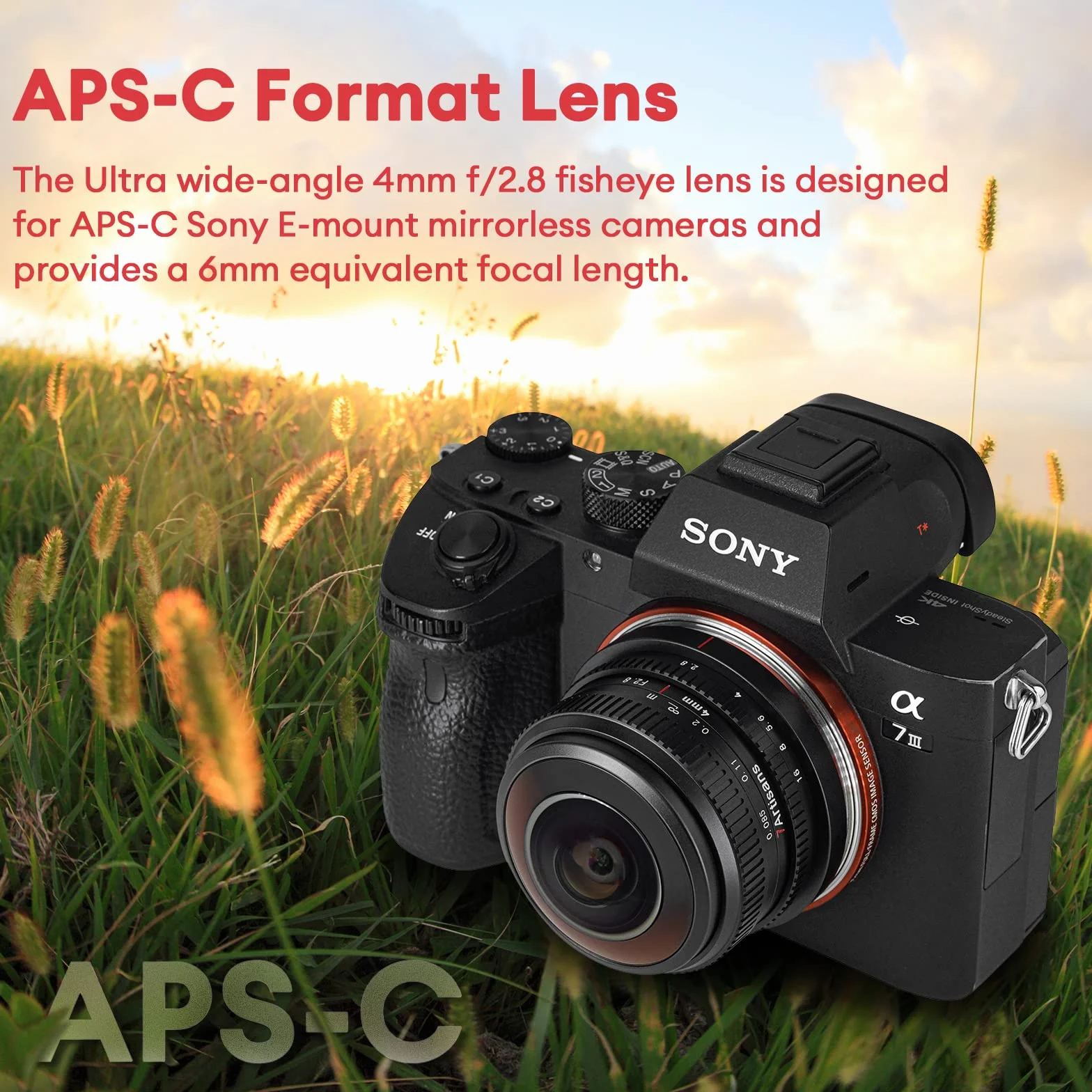 7artisans 4 mm F2.8 okrągły obiektyw typu rybie oko 225° do Sony E-mount APS-C