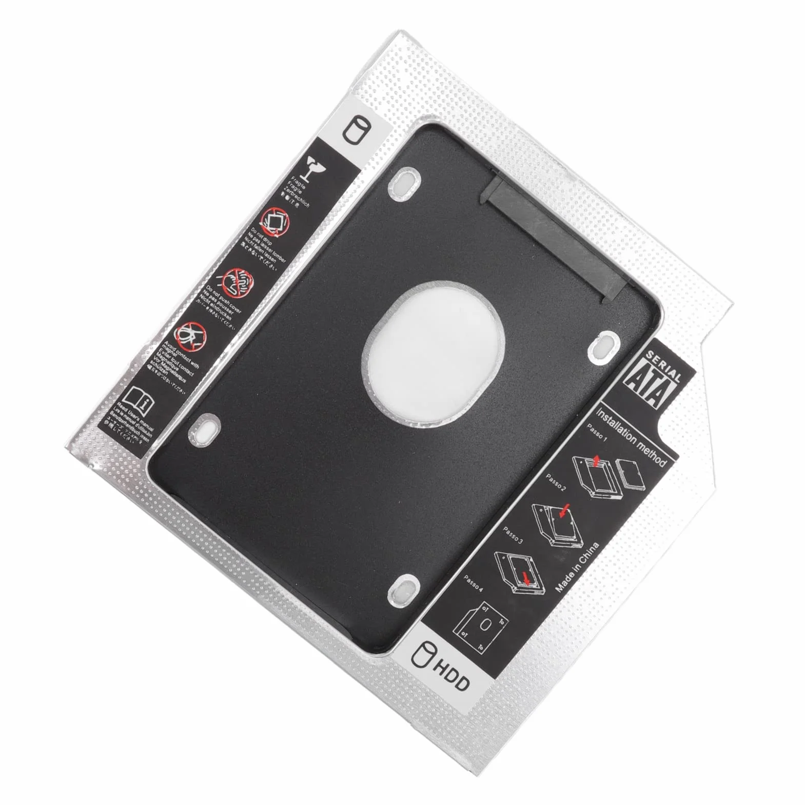 SATA do SATA 2nd SSD HDD Dysk Twardy Caddy, Uniwersalny 9.5mm 2.5in SSD HDD Dysk Twardy Caddy Konwerter Dysku SSD ze Stopu Aluminium, do Gniazda Napędu CD DVD ROM