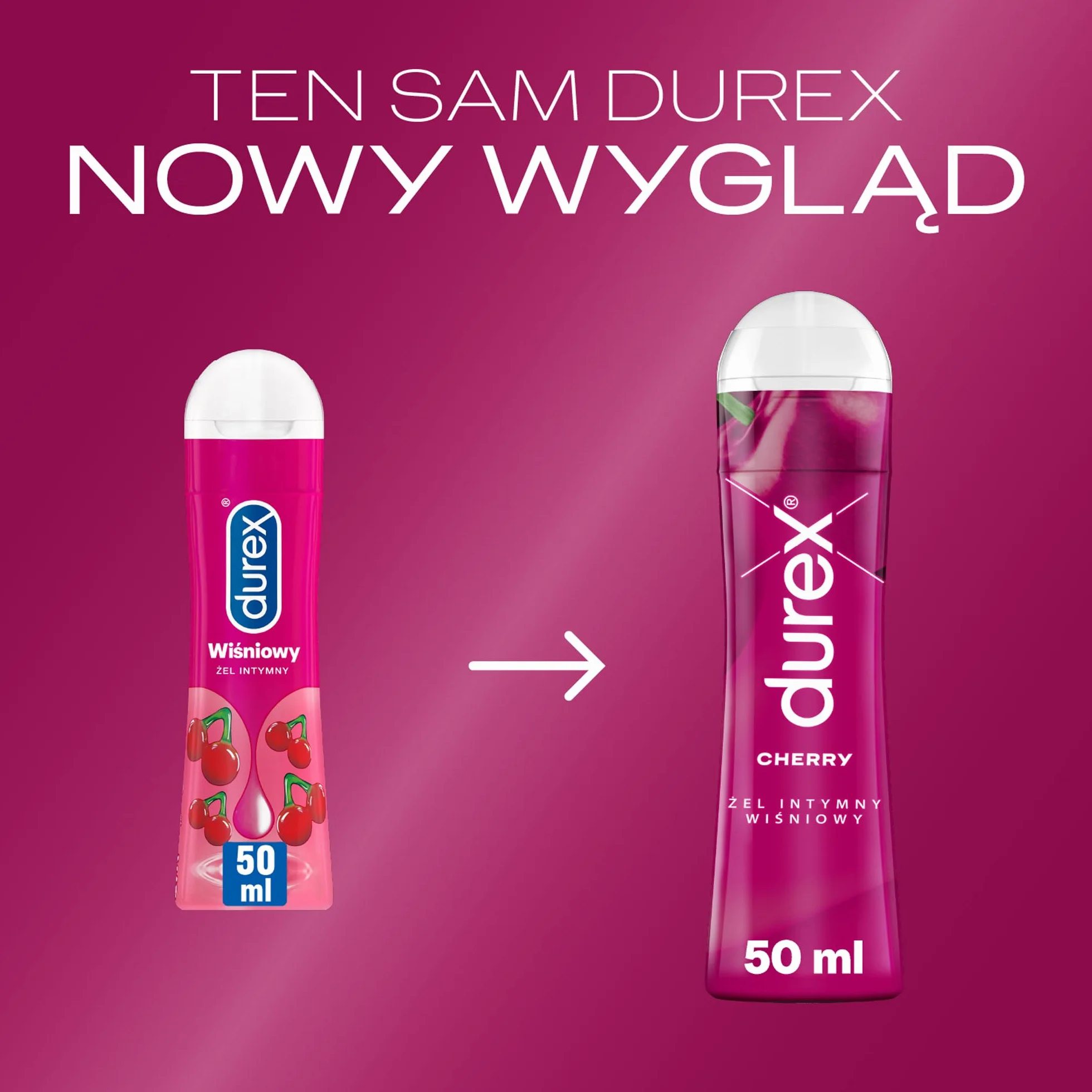 Durex Żel intymny wiśniowy o smaku i zapachu wiśni bez cukru 50 ml