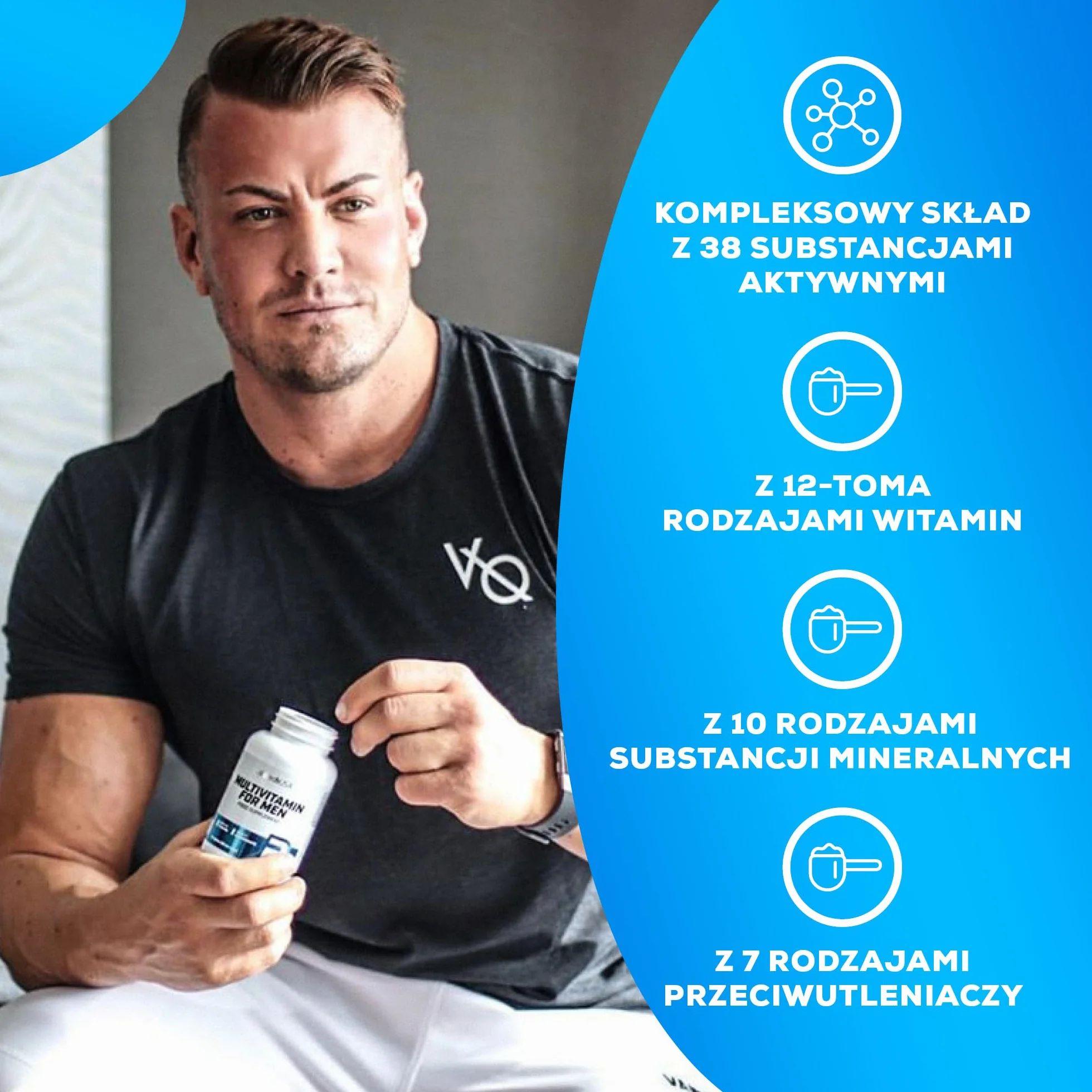 BioTechUSA Multivitamin For Men - kompleksowe wsparcie dla aktywnych mężczyzn | 38 substancji aktywnych | energia, wsparcie odporności i mięśni | ochrona antyoksydacyjna, 60 tabletek