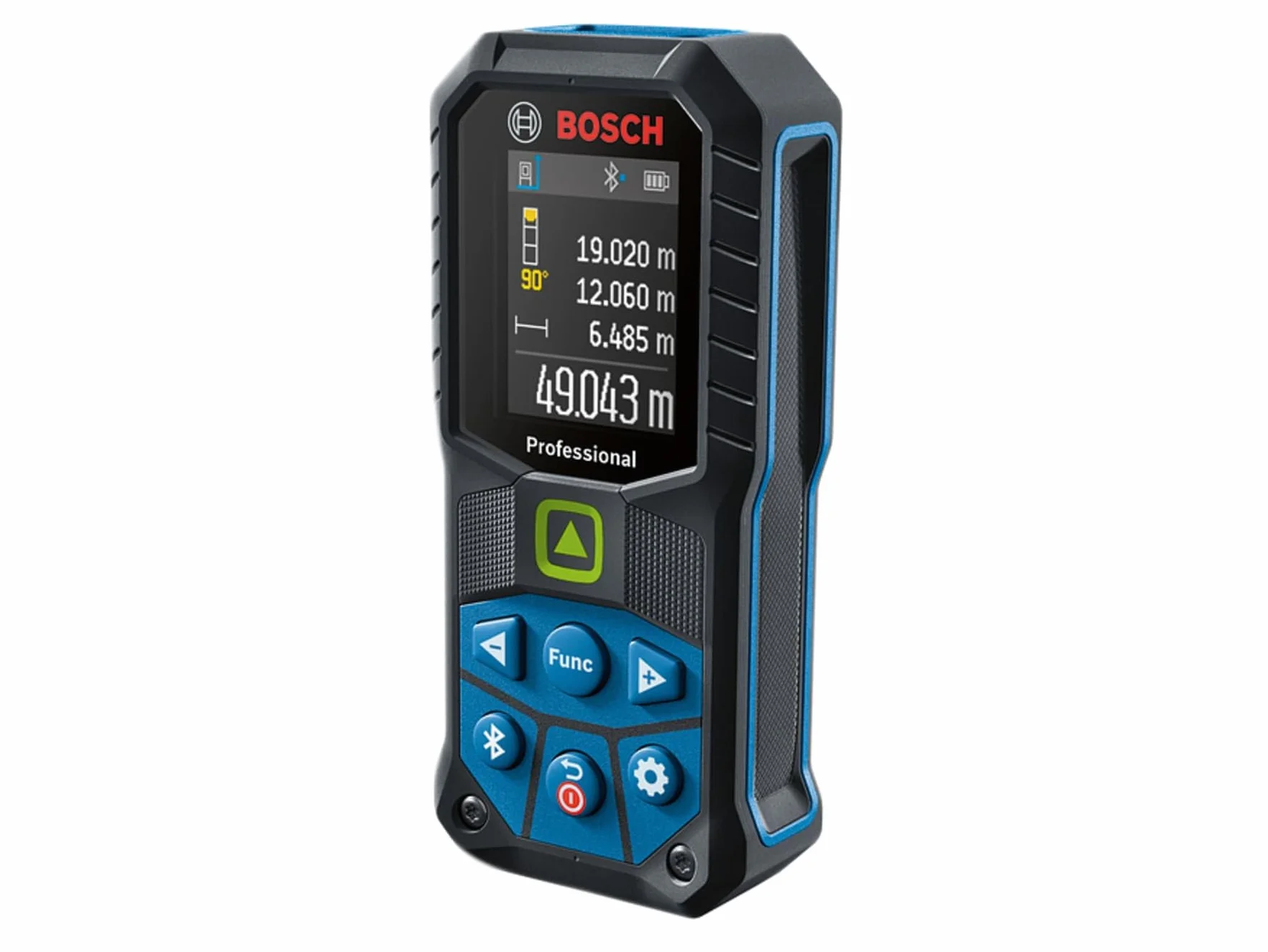 Bosch Professional Dalmierz laserowy GLM 50-27 CG (zielona wiązka laserowa, zasięg: do 50 m, akumulator litowo-jonowy 3,7 V, kabel USB, wytrzymały, IP65, Bluetooth, uchwyt na rękę, pokrowiec)