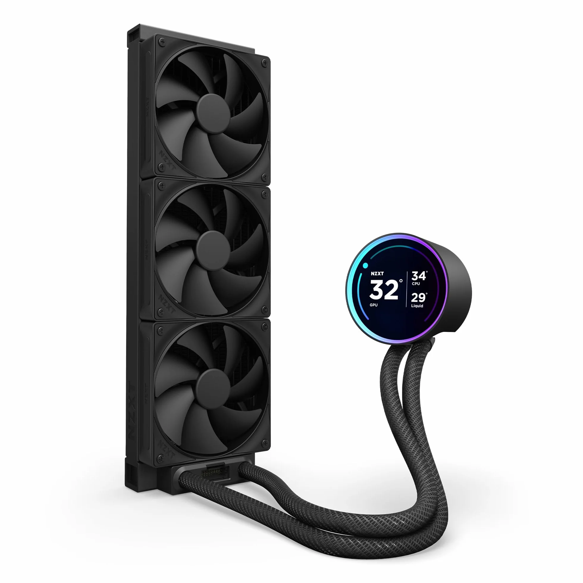 NZXT Kraken Elite 360 - AIO CPU Liquid Cooler - Chłodnica 360mm - 3 x Wentylatory F120P - Konfigurowalny 2.72” IPS LCD - NZXT Turbine Pump - Intel LGA 1700, 1200/115X, 1851 - AMD AM5, AM4 - Czarny