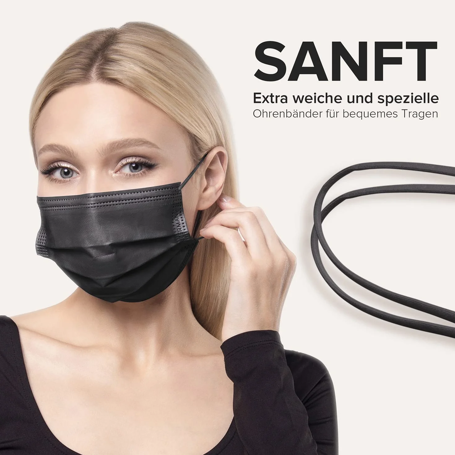 HARD 50 x maska chirurgiczna | Made in Germany | Oeko-Tex Standard 100 | medyczna ochrona jamy ustnej | MNS typ II | wysokiej jakości ochrona dróg oddechowych | 3-warstwowe | jednorazowe maski na
