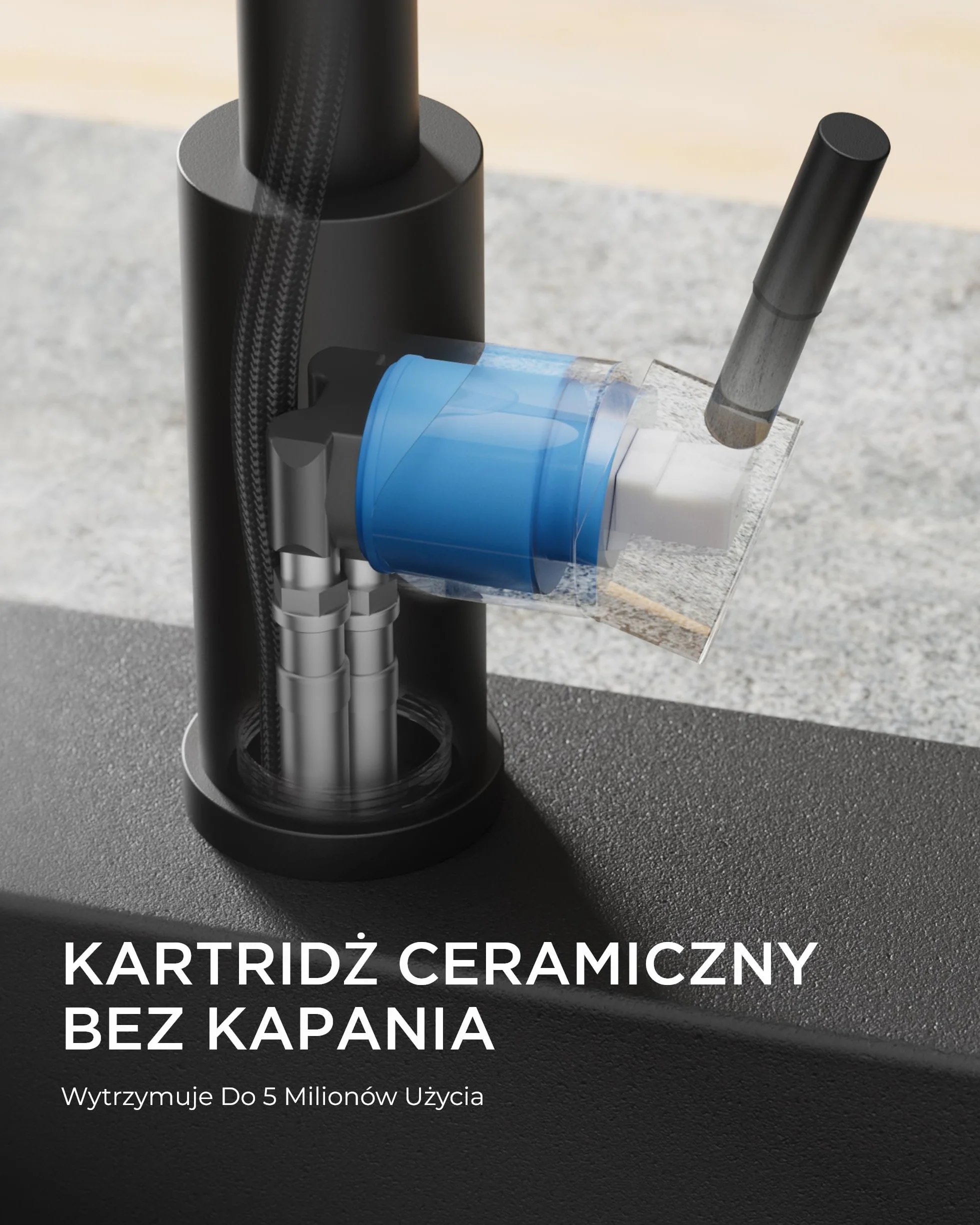 FORIOUS Czarna Cascade Bateria Kuchenna Obrotowa Kran Kuchenny 360° ze Zraszaczem Wysokociśnieniowa Bateria Zlewozmywakowa ze Stali Nierdzewnej Jednouchwytowa 3 Tryby Strumienia