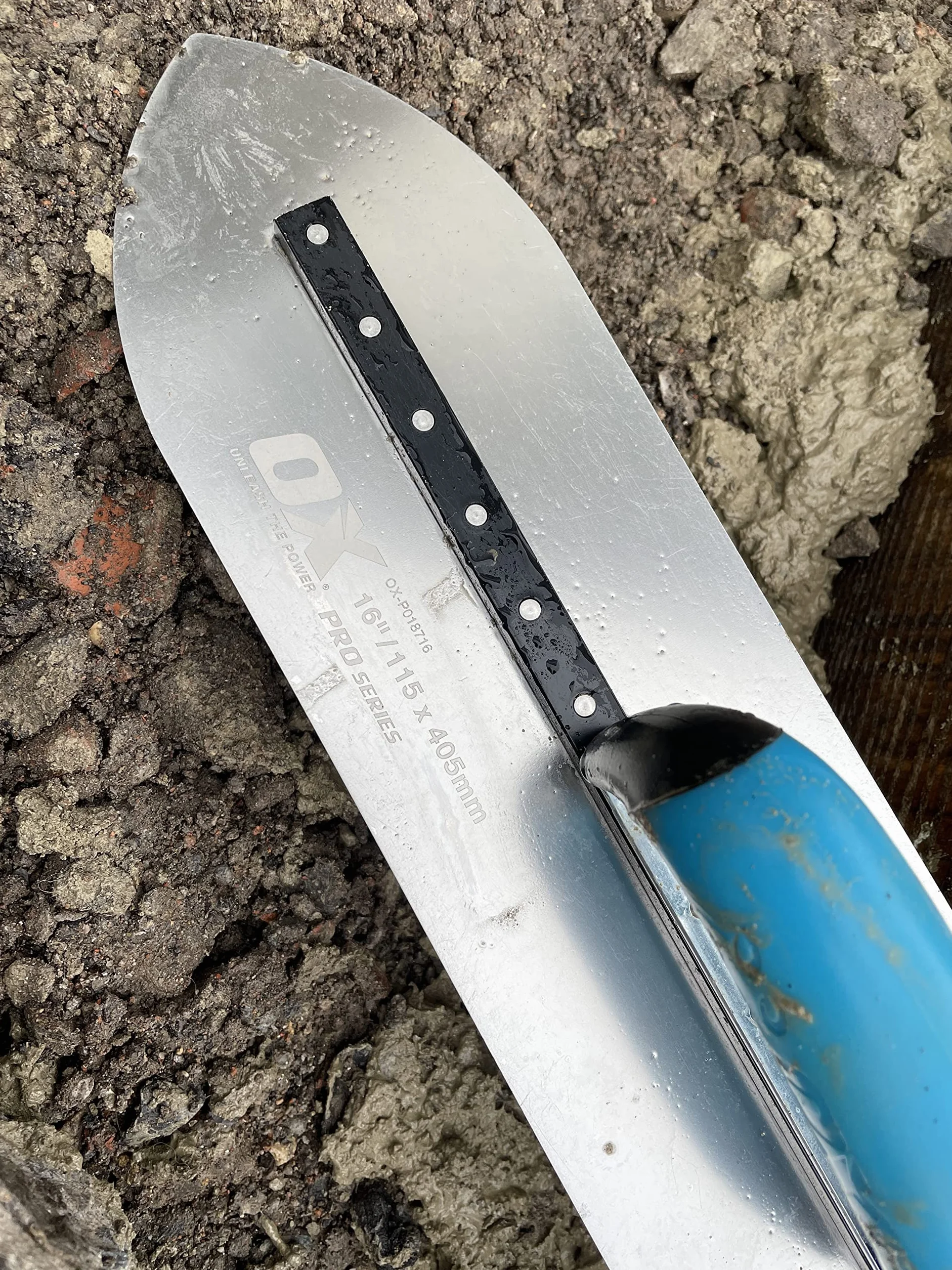 OX kielnia punktowa - Pro podłogowa kielnia ze stali nierdzewnej - miękki uchwyt z uchwytem Dura-Grip - wielokolorowa - 400 mm