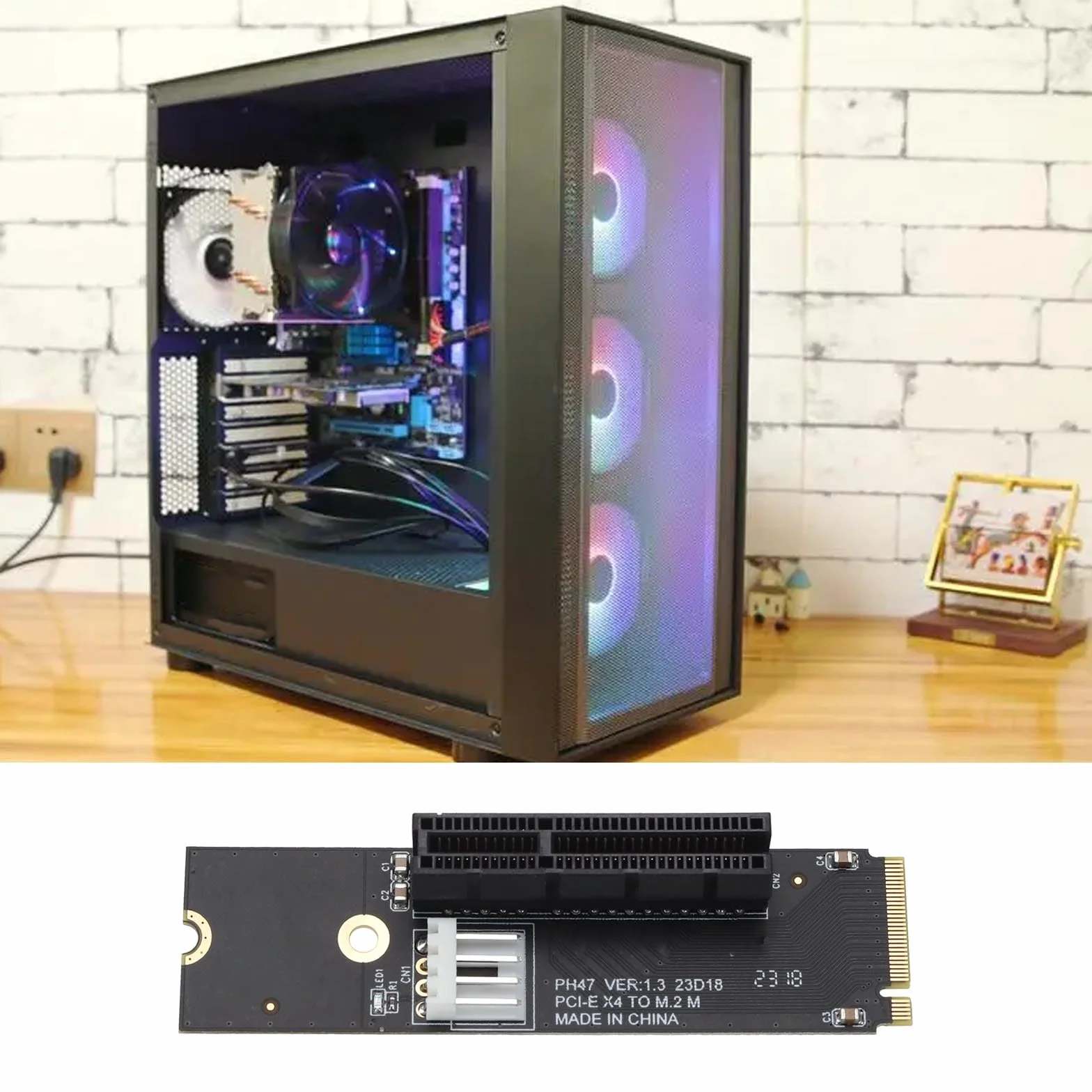 M.2 NGFF to PCI-E X4 Slot Riser Card Key M 2260 2280 SSD Port to PCIE Adapter with SATA Power Cord Kompatybilny z Miner Mining