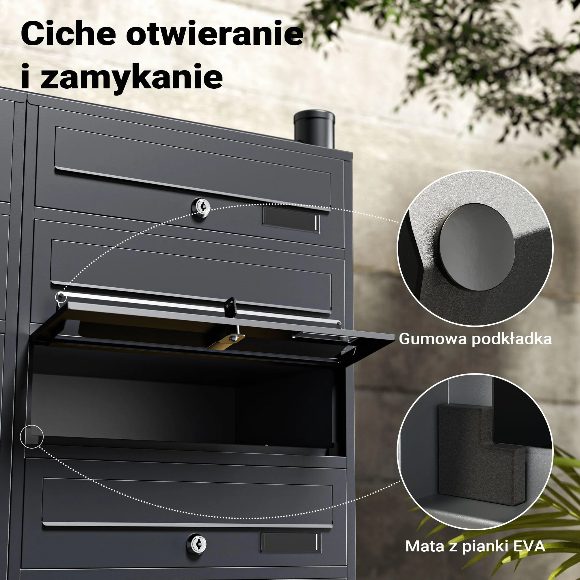Wiltec Wolnostojąca skrzynka na listy antracytowa z 2 x 6 skrzynkami pocztowymi z zamkiem, do montażu podłogowego, idealna do budynków wielorodzinnych