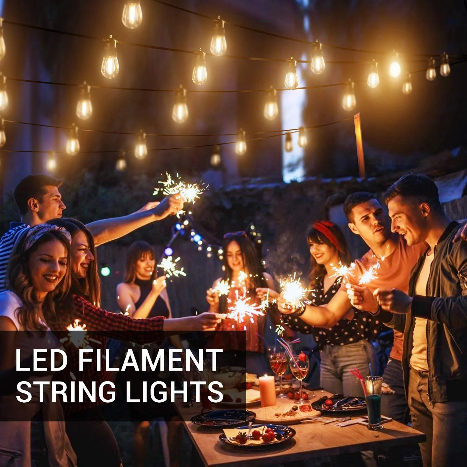 Quntis Zestaw 4 żarówek LED S14, tylko do Quntis 16 m i 31 m, IP65, łańcuch świetlny LED, do użytku na zewnątrz, wodoszczelne, dekoracyjne oświetlenie do ogrodu, na balkon, taras, wesele, imprezę,