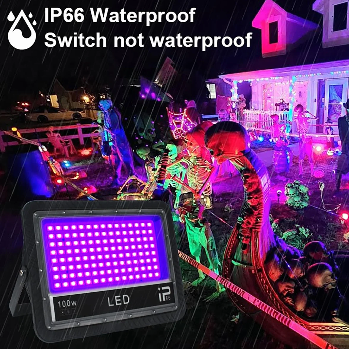 UV Light 100W, 2 LED Black Light Z Przełącznikami, 395-405 nm Reflight Dla Baru, Wodoodporna Lampa IP66