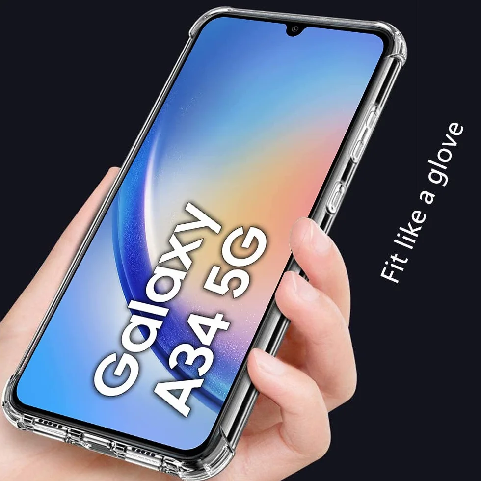 Samsung Galaxy A34 5G Przezroczysty Futerał Silikonowy TPU Odporny na Wstrząsy + 3x Szkło Hartowane