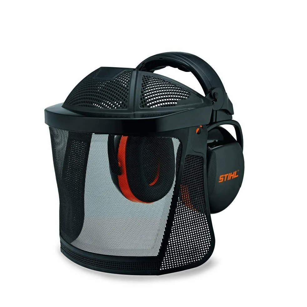 Stihl Unisex – ochrona twarzy dla dorosłych, ochrona słuchu, krótka, siatka nylonowa, czarna, 29,4 x 11,2 x 34,2 cm
