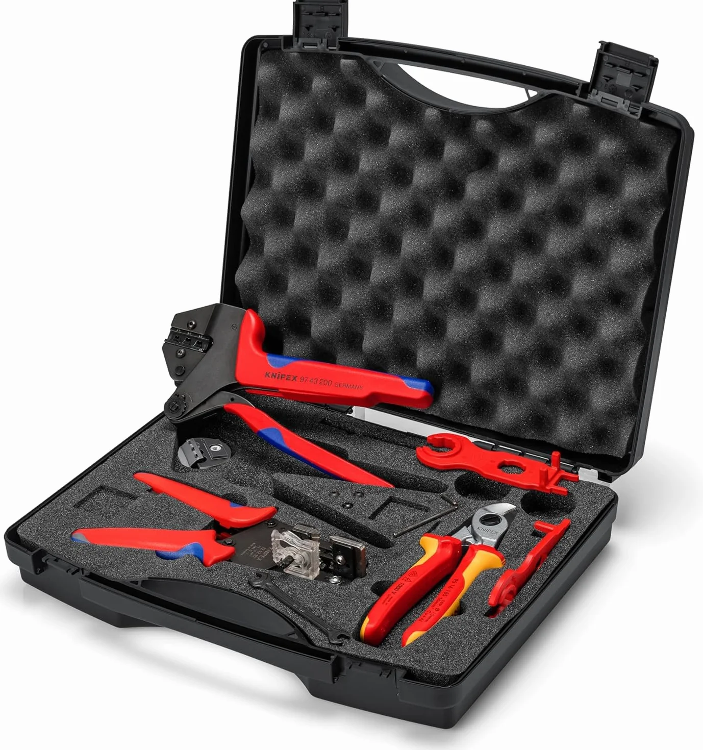 KNIPEX Walizka na narzędzia do zastosowań w instalacjach fotowoltaicznych do złączy fotowoltaicznych MC4 7-częściowa, 97 91 04 V02