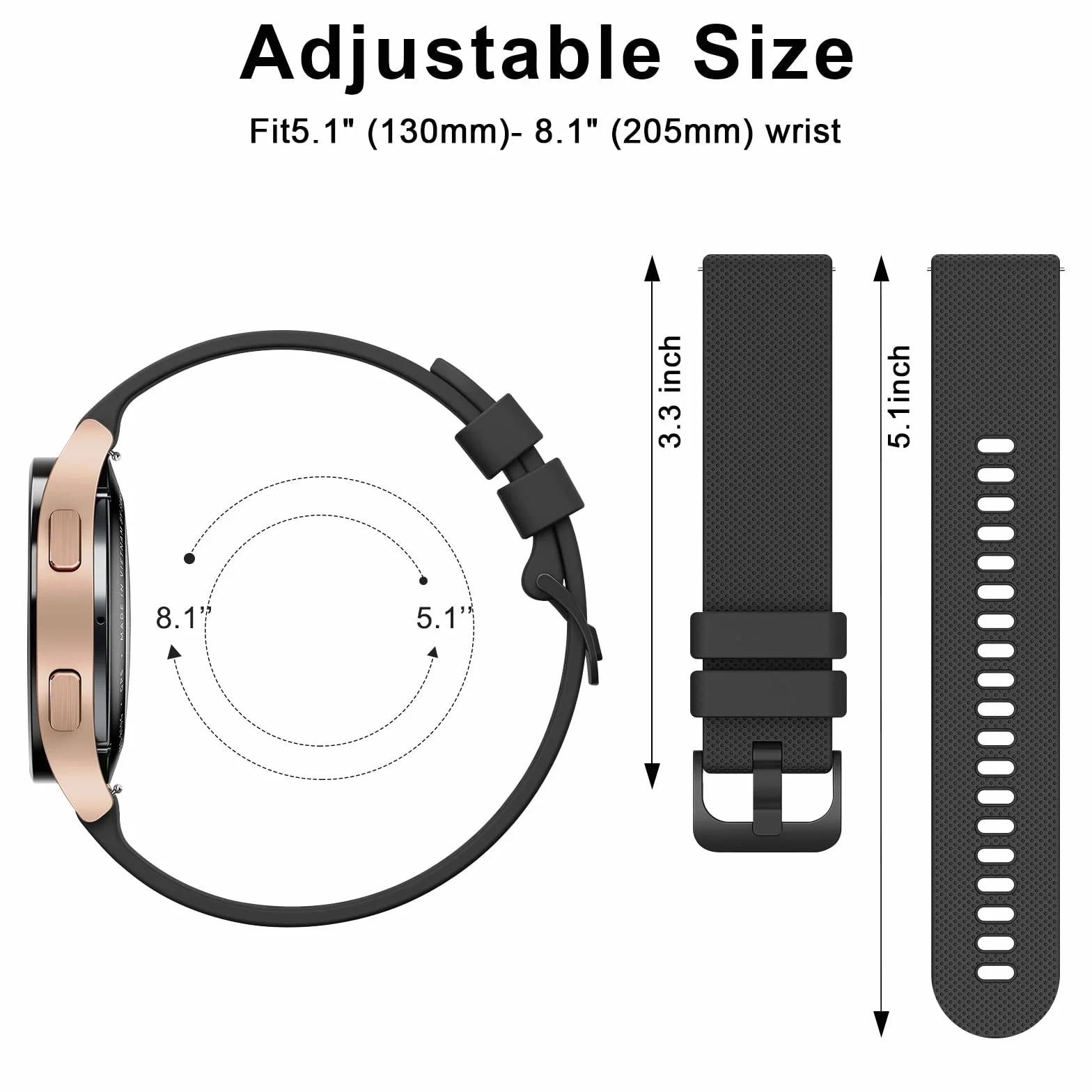 Amzpas Silikonowy Pasek do Zegarka 20 mm 22 mm Szybkie Zapięcie Akcesoria