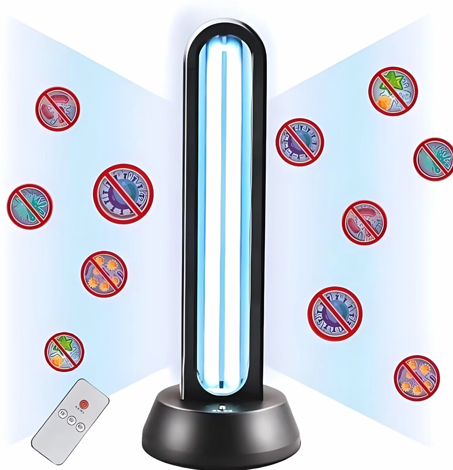 HYLR UVC lampa bakteriobójcza 65 W, pilot zdalnego sterowania, timer, sterylizator UV, sterylizator UV, sterylizator antybakteryjny, 99%, usuwa pleśń, grypę, bakterie, kurz, roztocza, zarazki