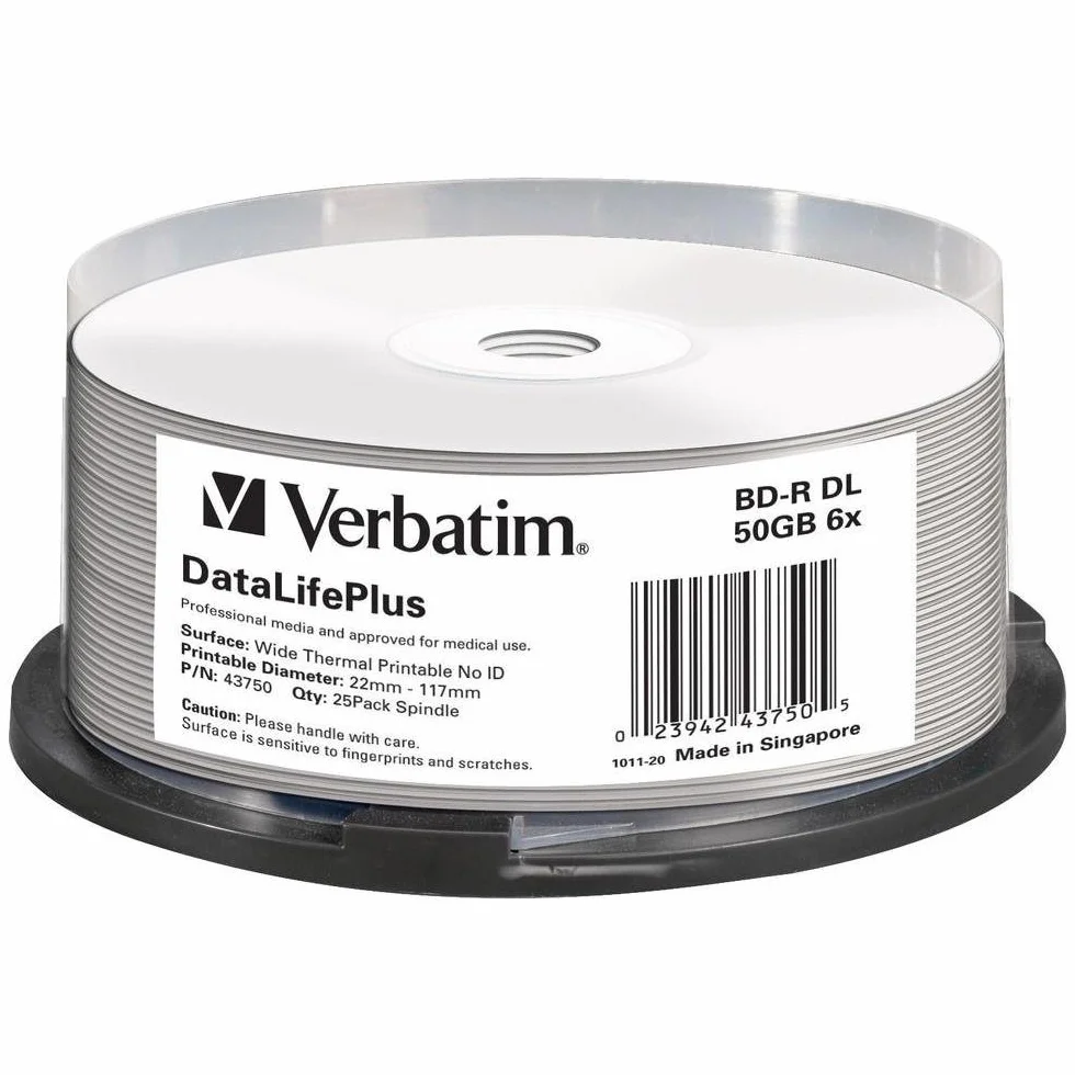 Verbatim BD-R 50 GB 6x Blu-ray Disc DataLifePlus 25-pak
