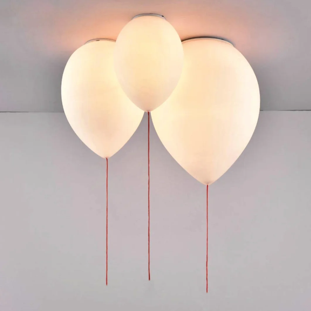 Balonowa lampa sufitowa, biała, prosta i piękna, dekoracyjny żyrandol do salonu, sypialni, pokoju dziecięcego, chłopięcego, dziewczęcego, żarówka 7 W.