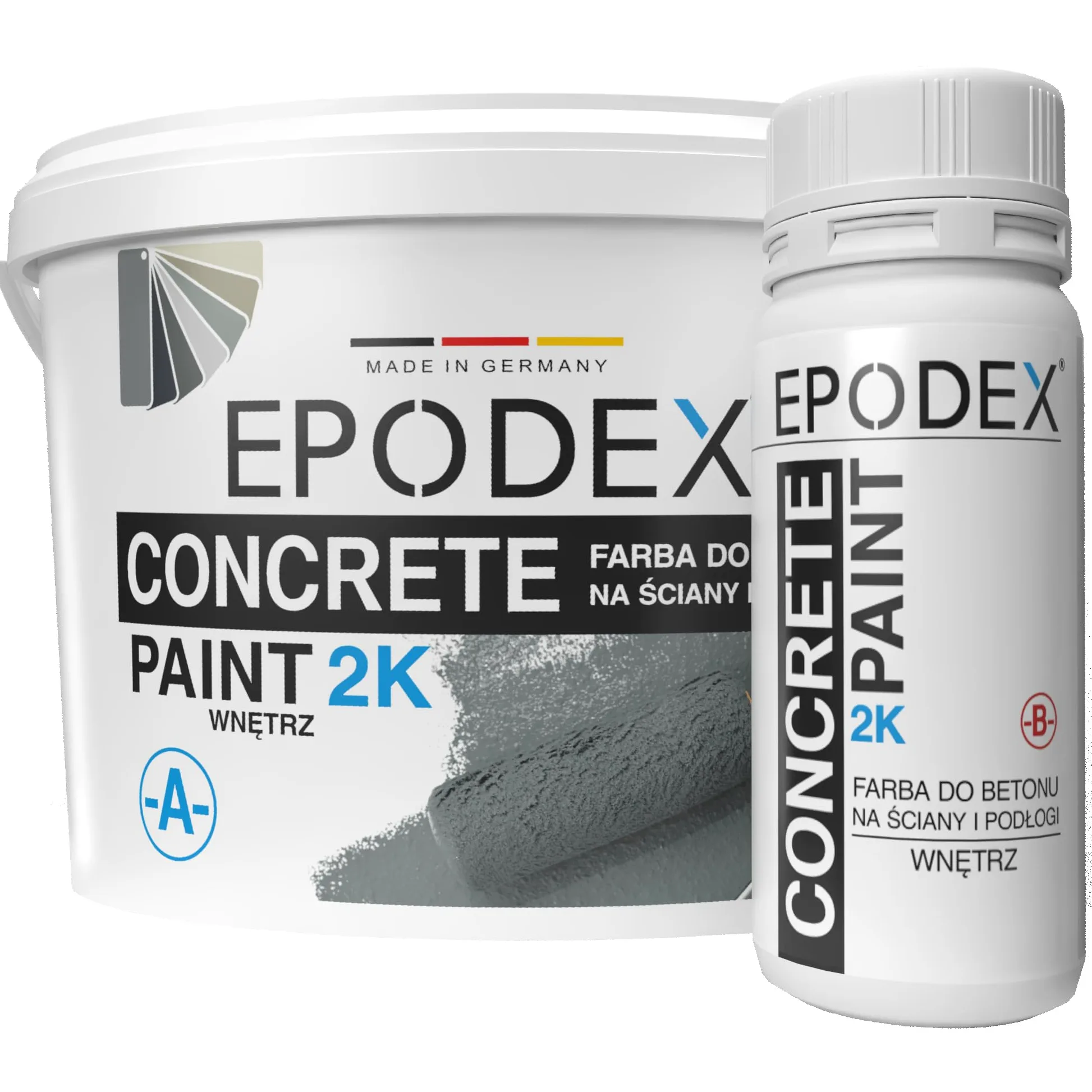 EPODEX FARBA DO BETONU 2K - Farba do posadzek, powłoka do podłóg garażowych - Wodoodporna - Do piwnic, garaży, warsztatów - Wnętrza, 3,6kg (9m² na 2 warstwy) - Polarna biel