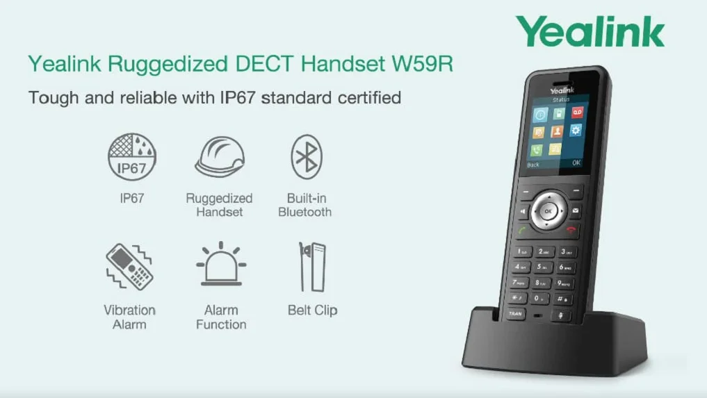Yealink W59R wytrzymała słuchawka IP67-SIP DECT IP