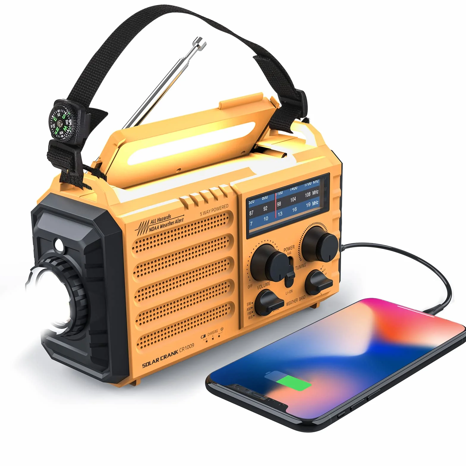 Raynic 5000 Radio Pogodowe Solarne Awaryjne AM/FM/SW/NOAA Przenośne z Latarką