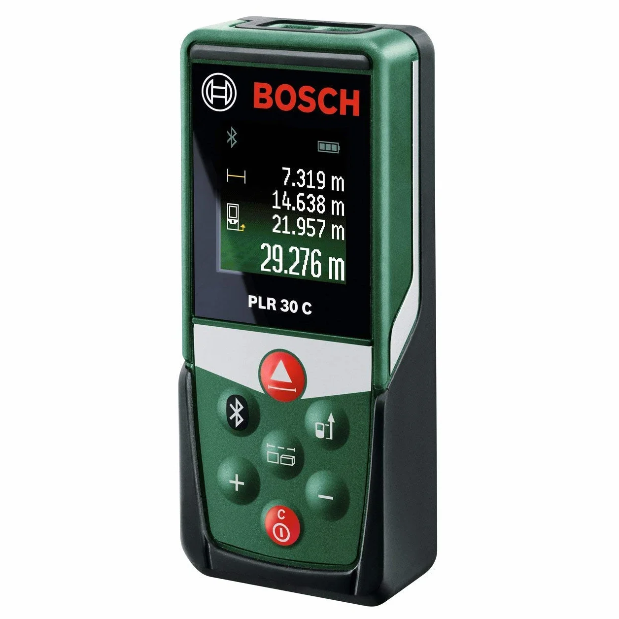 Bosch Dalmierz laserowy PLR 30 C (z aplikacją, zakres pomiaru: 0,05–30 m, dokładność: ± 2 mm, w opakowaniu kartonowym)