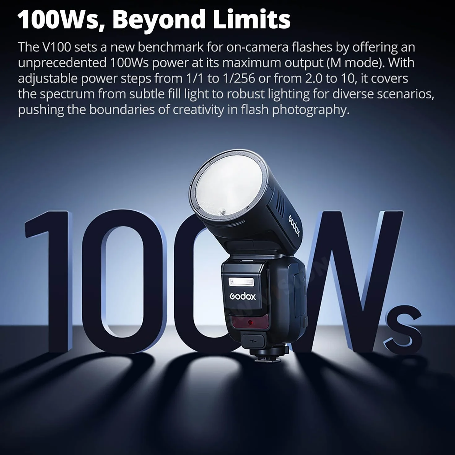 Godox V100S 100W TTL okrągła głowica lampa błyskowa do Sony, 400 pełna moc, czas odzyskiwania 1,7s, SU-1