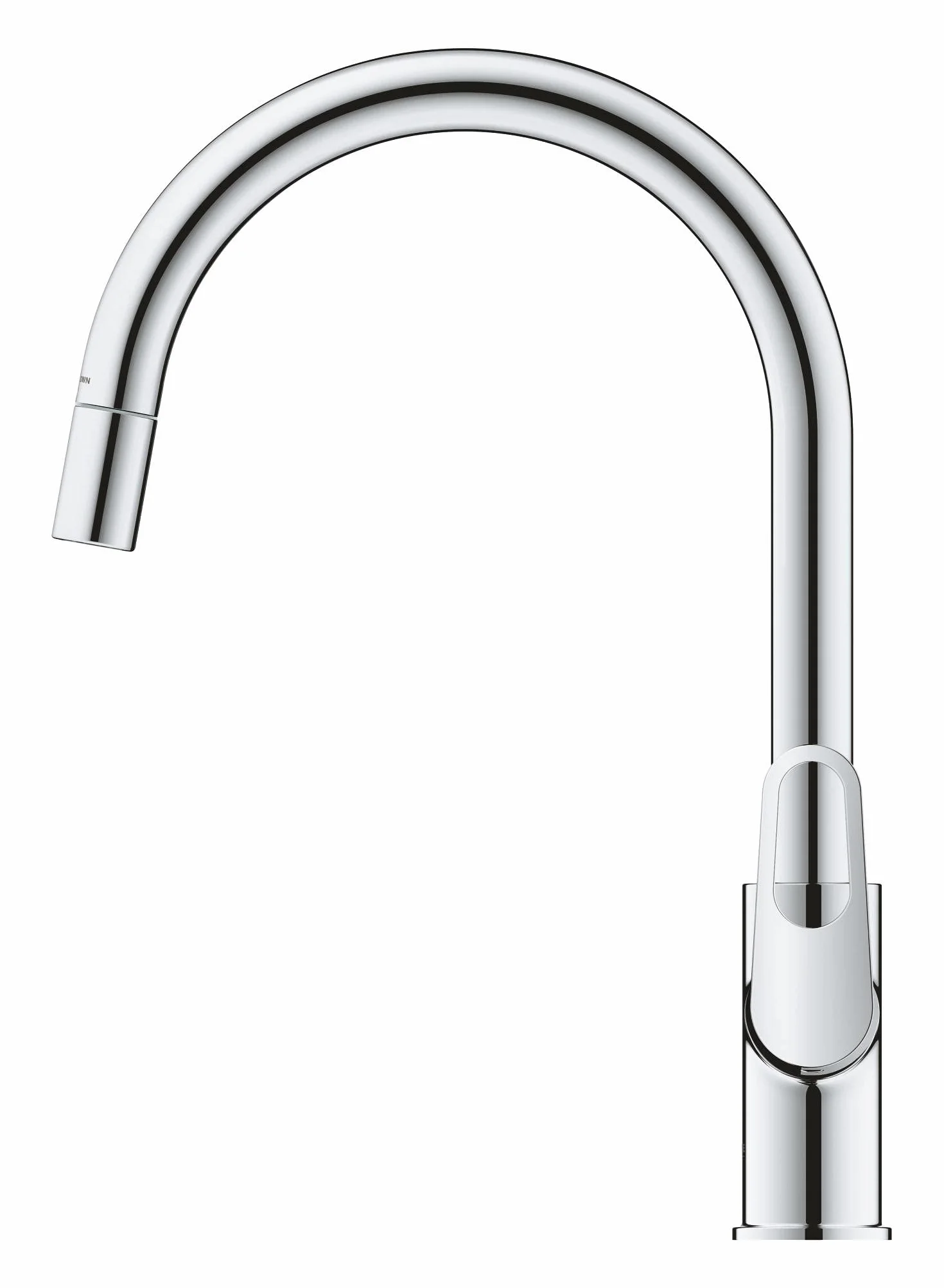 GROHE Start Flow 305690000 bateria kuchenna, wyciągana wysoka wylewka, kształt C, obracana o 360°, instalacja QuickFix, ekologiczny ogranicznik przepływu, chrom