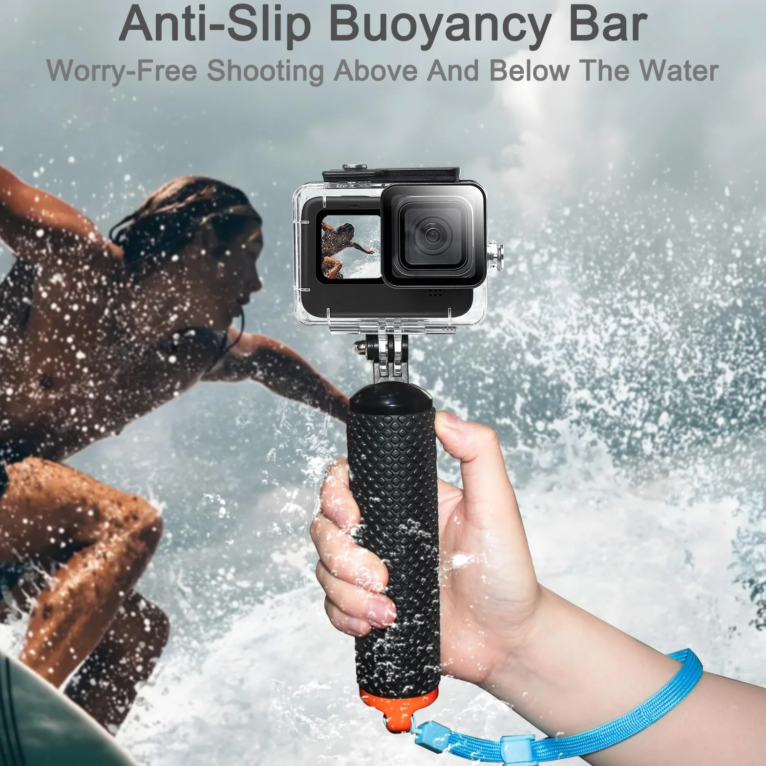 OKFUN Wodoodporny futerał z filtrami do Go Pro Hero 13-10 czarny, monopod pływający uchwyt kij do kamery sportowej