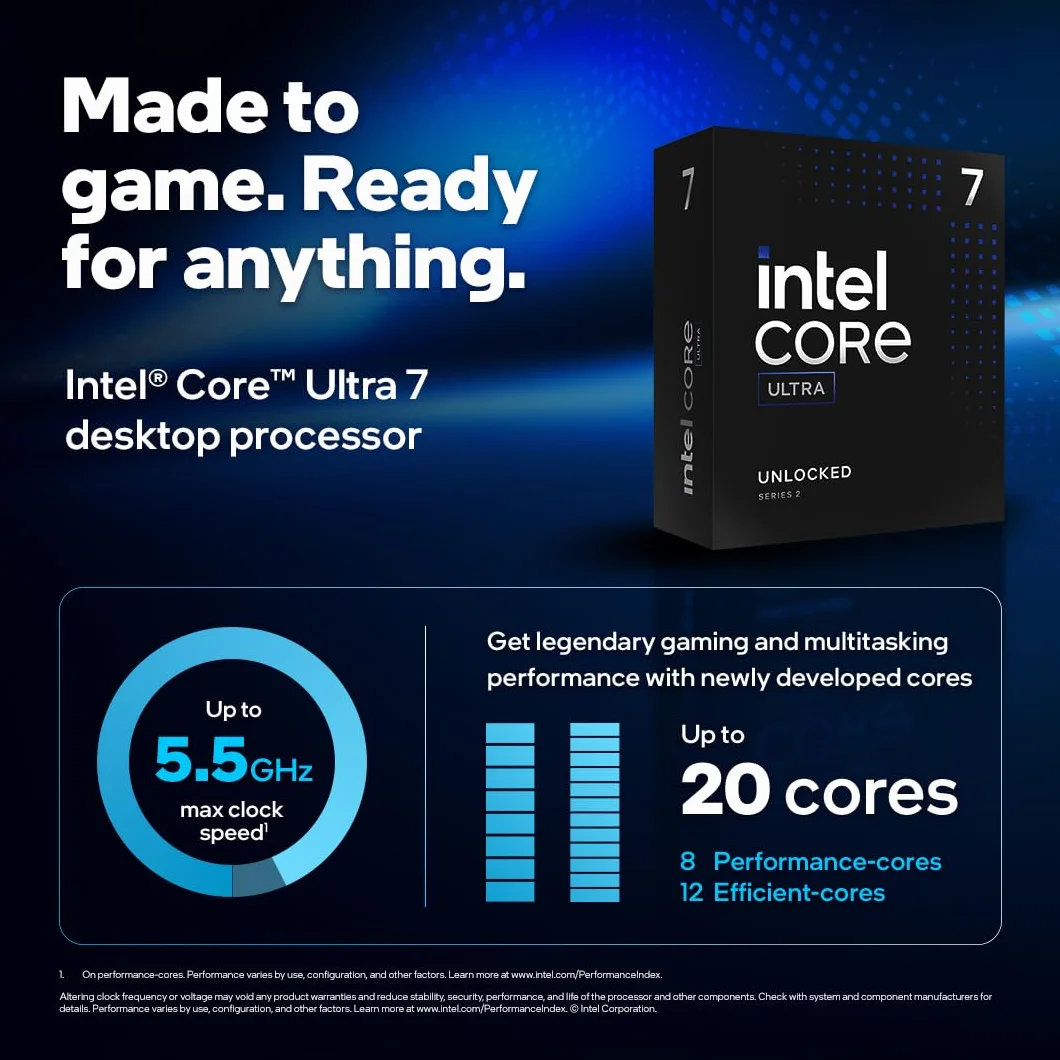 Procesor Intel Core Ultra 7 265KF LGA1851 Box 20 rdzeni 30 M Cache