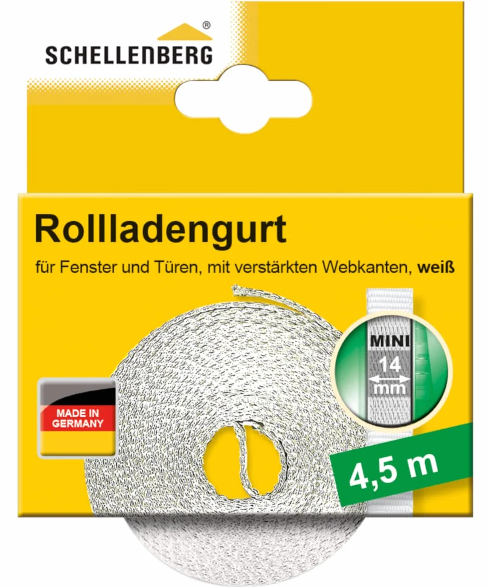 Schellenberg 44503 Taśma do rolet Mini 14 mm, 4,5 m, biała