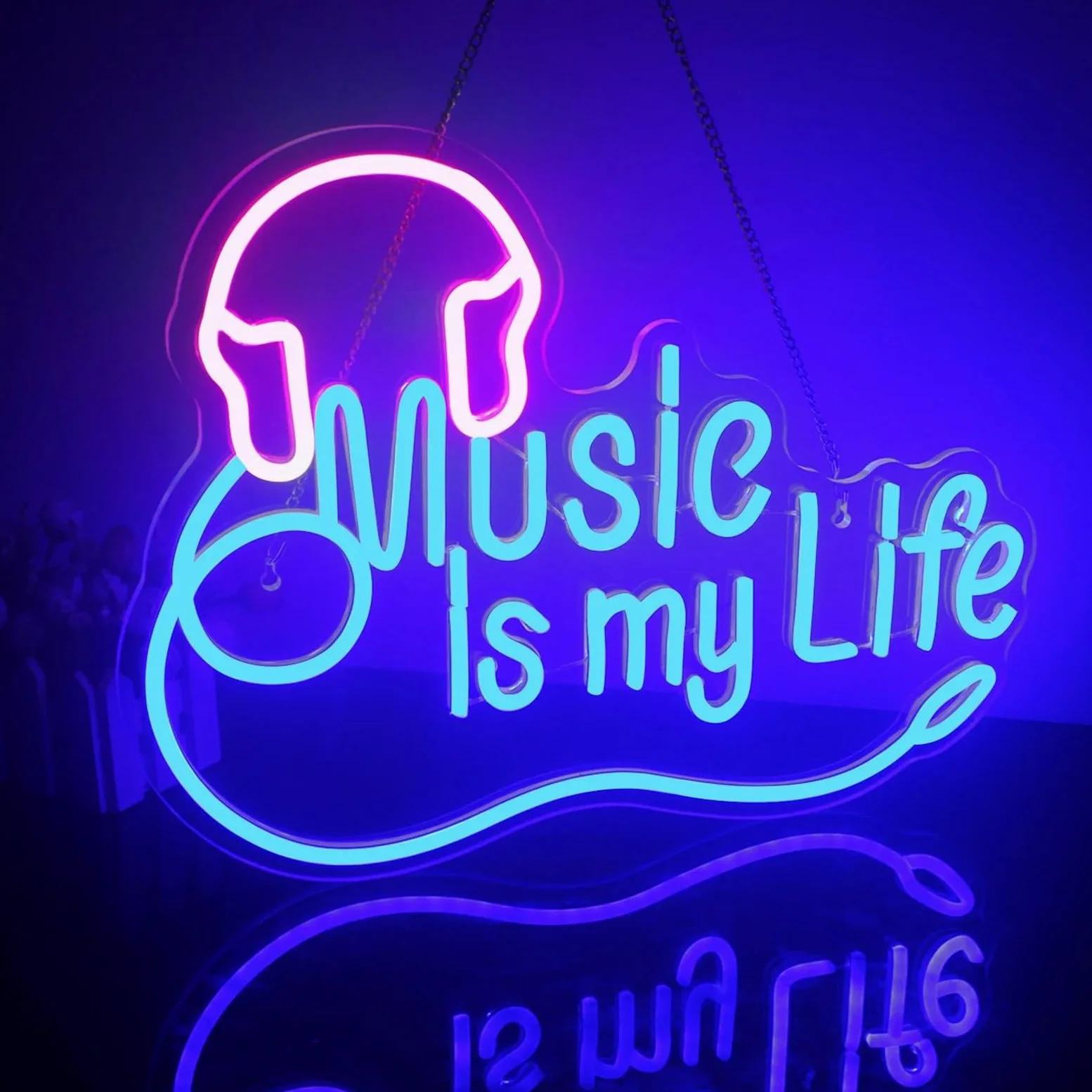 muzyka to moje życie neon led słuchawki neony znaki sypialnia pokój dziecięcy studio muzyczne klub impreza muzyczna muzyka na żywo nocny wystrój usb zasilany neonem