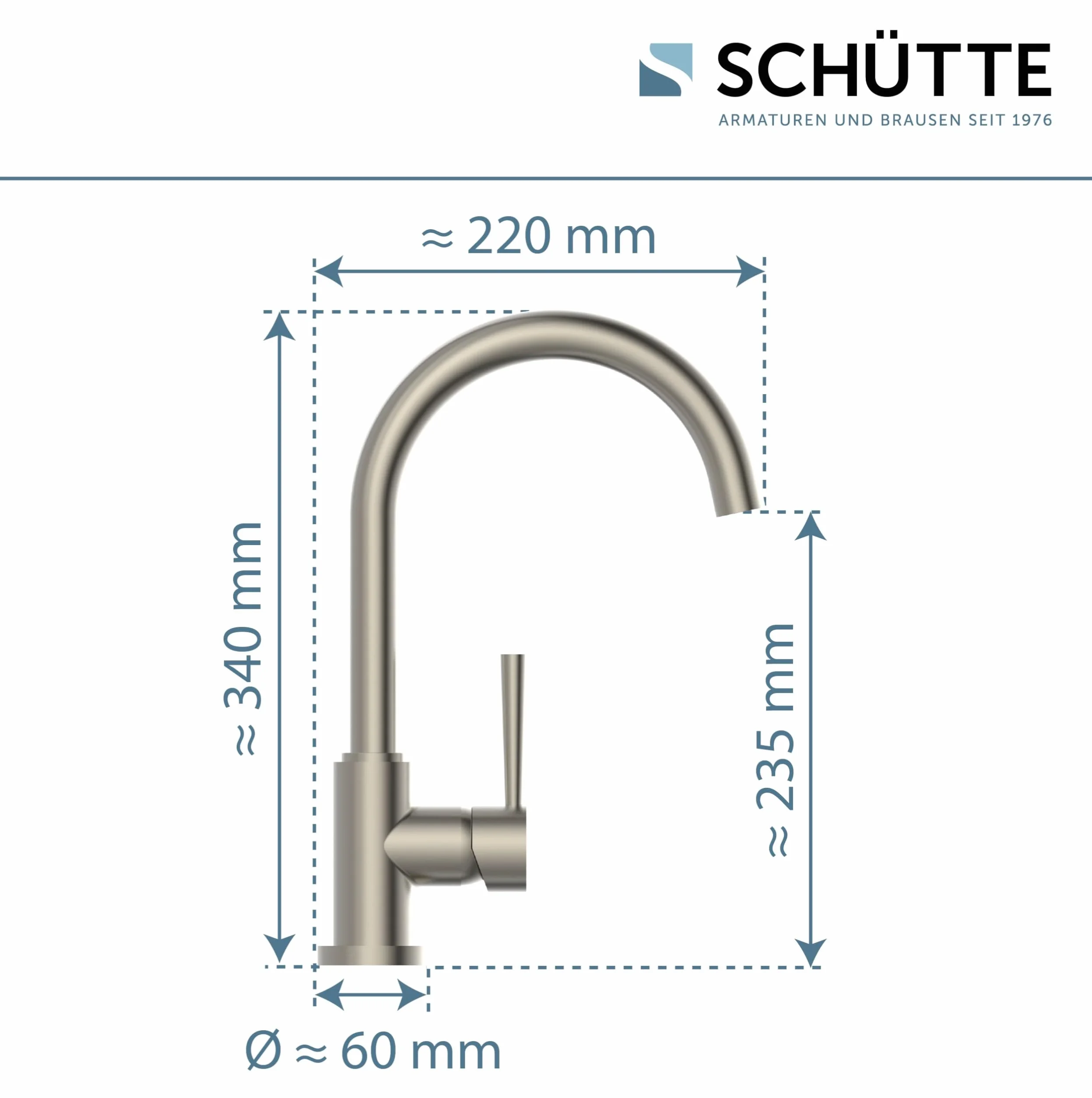 SCHÜTTE 79129 CORNWALL armatura kuchenna niskociśnieniowa, bateria zlewozmywakowa z wysokim wylewką, jednouchwytowa, energooszczędna, obracana o 360°, kran kuchenny, armatura zlewozmywakowa, stal