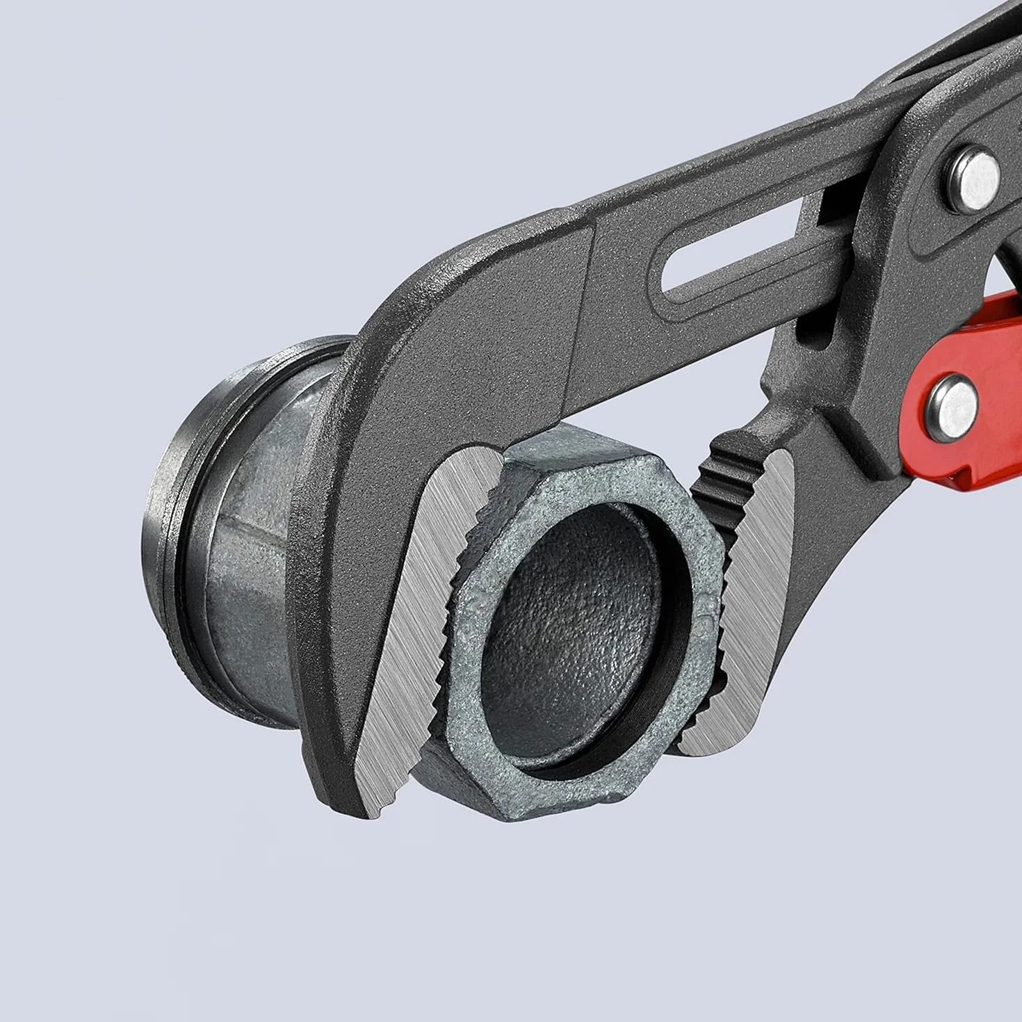 KNIPEX Klucz nastawny do rur ze szczękami typu S z przyciskiem szybkiej regulacji Malowane proszkowo, szare z tworzywa sztucznego, 83 61 015