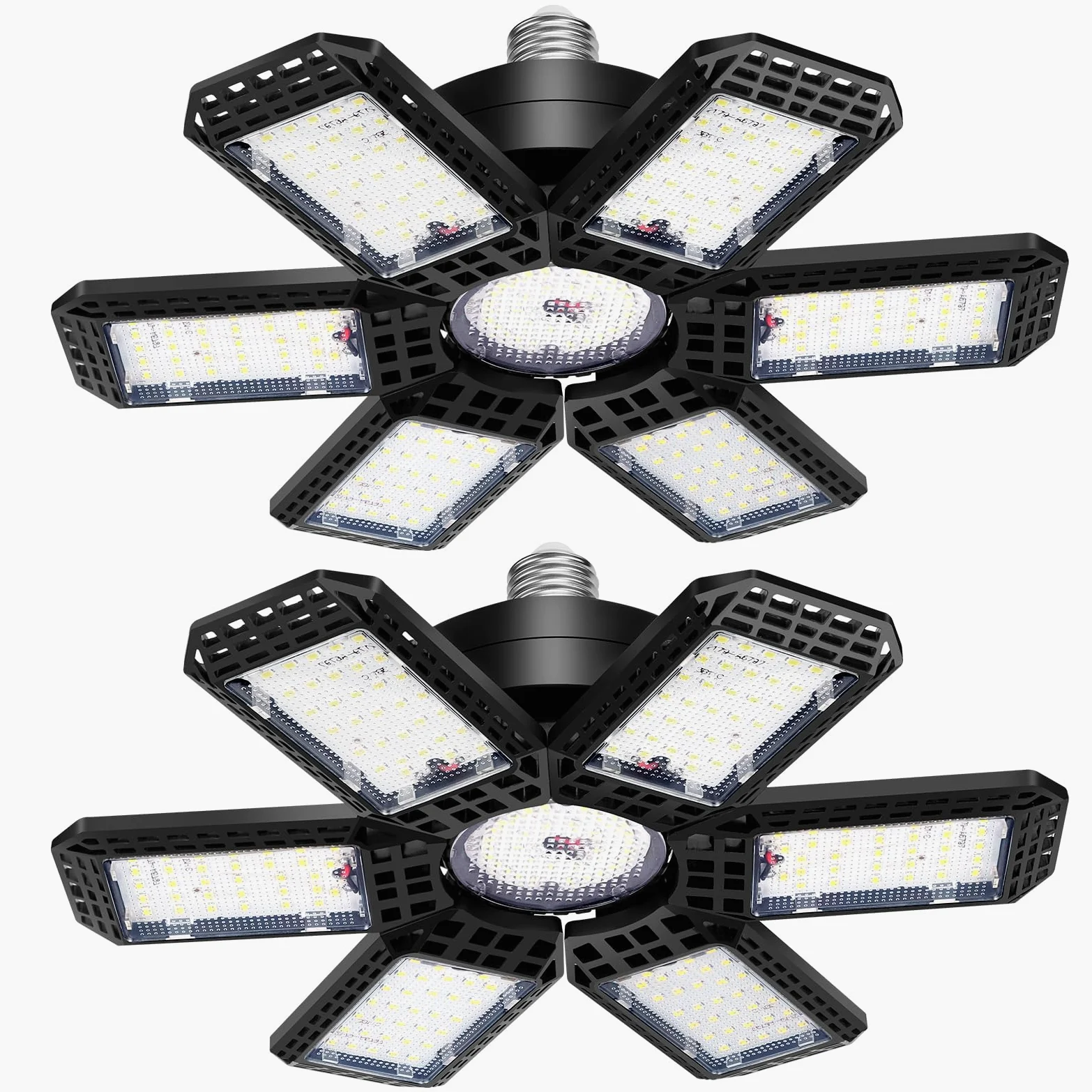 2 opakowania LED Garage Light, 200 W LED Shop Light, E26/E27 Super jasne odkształcalne oświetlenie LED do garażu z regulowanym oświetleniem garażowym 6+1 panelami garażowymi, oświetlenie zatoki,