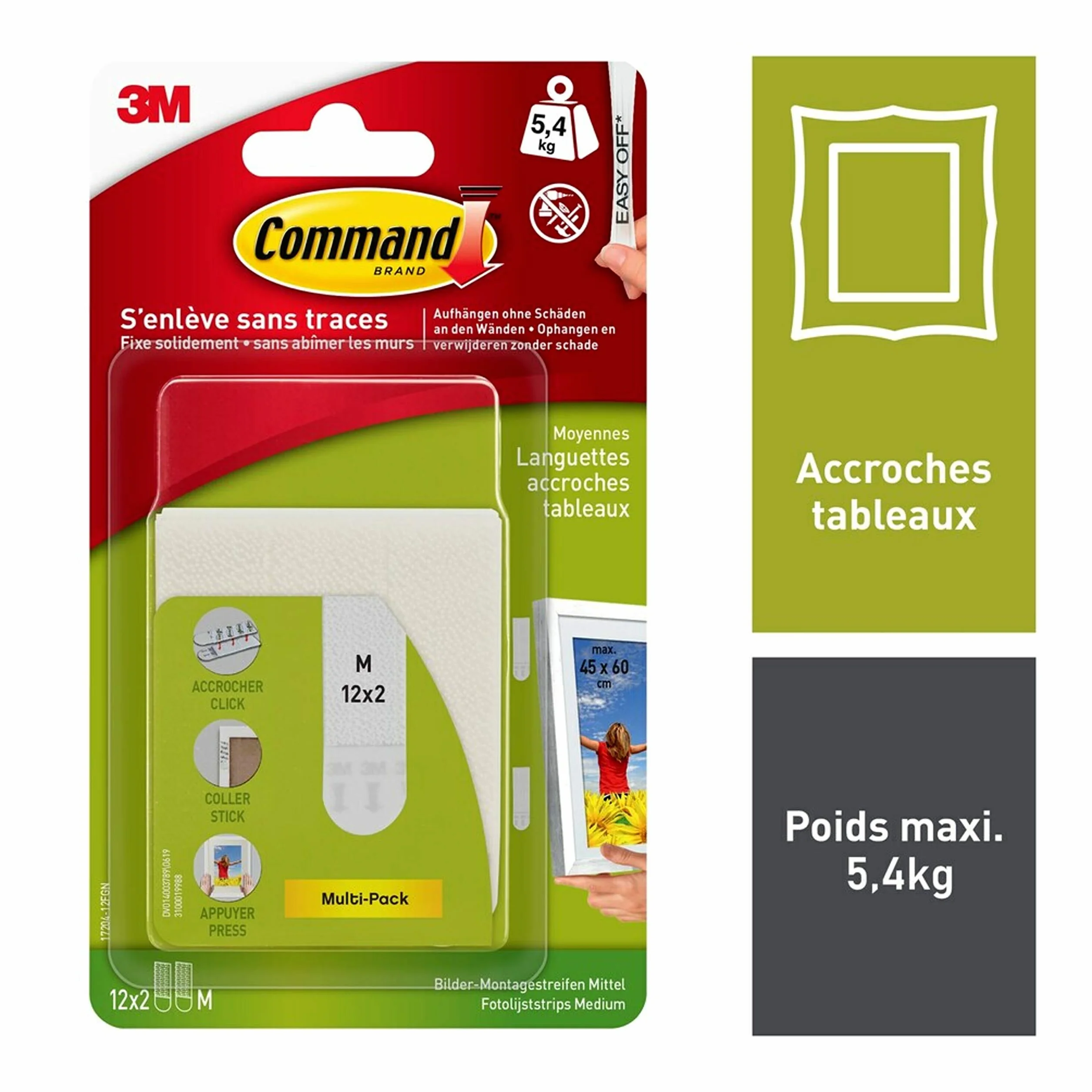 Command 17201-4PK średnie paski do montażu obrazów, M, białe