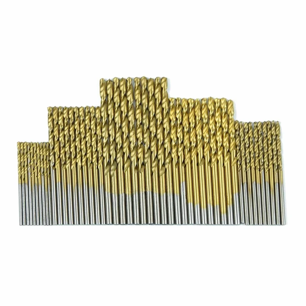 Wiertła 50 szt. Zestaw wierteł spiralnych HSS Wiertło pistoletowe pokryte tytanem Wiertło do drewna Metal Wiertło 1,0/1,5/2,0/2,5/3,0 mm (kolor: 50 szt. Wiertło) (50 szt. Wiertło)