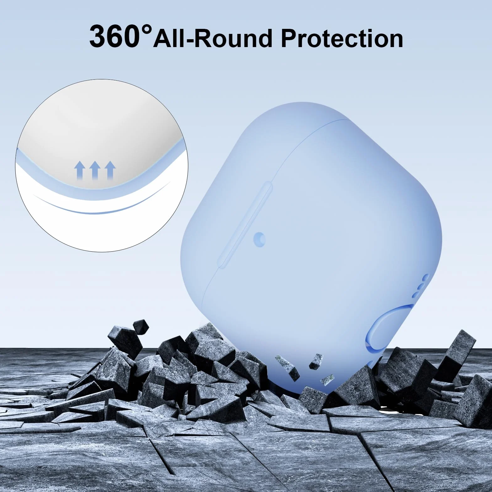 Etui silikonowe do AirPods 4 generacji 2024, odporne na wstrząsy, błękitne