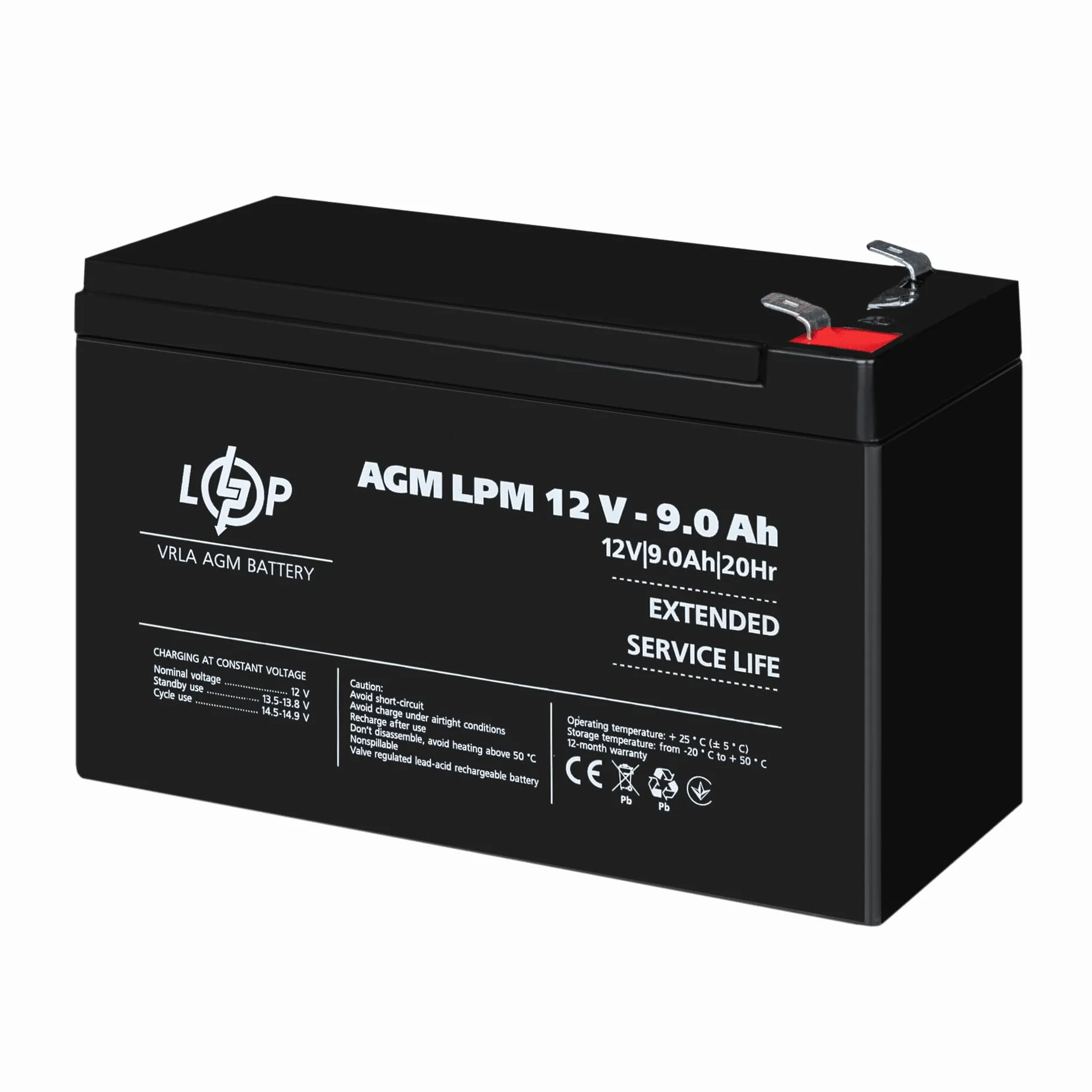 Akumulator LP AGM LPM 12V 9 Ah VRLA ołowiowy żelowy odporny na cykle do UPS fotowoltaiki