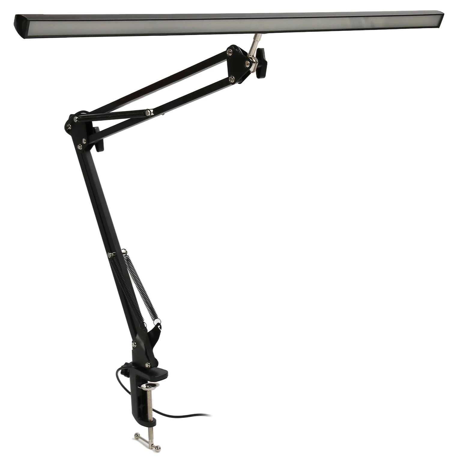 Lampa kosmetyczna LED z klipsami, oświetlenie biurkowe, obrotowe ramię, regulowana jasność, lampa do salonu do makijażu i czytania brwi (czarna klamra)