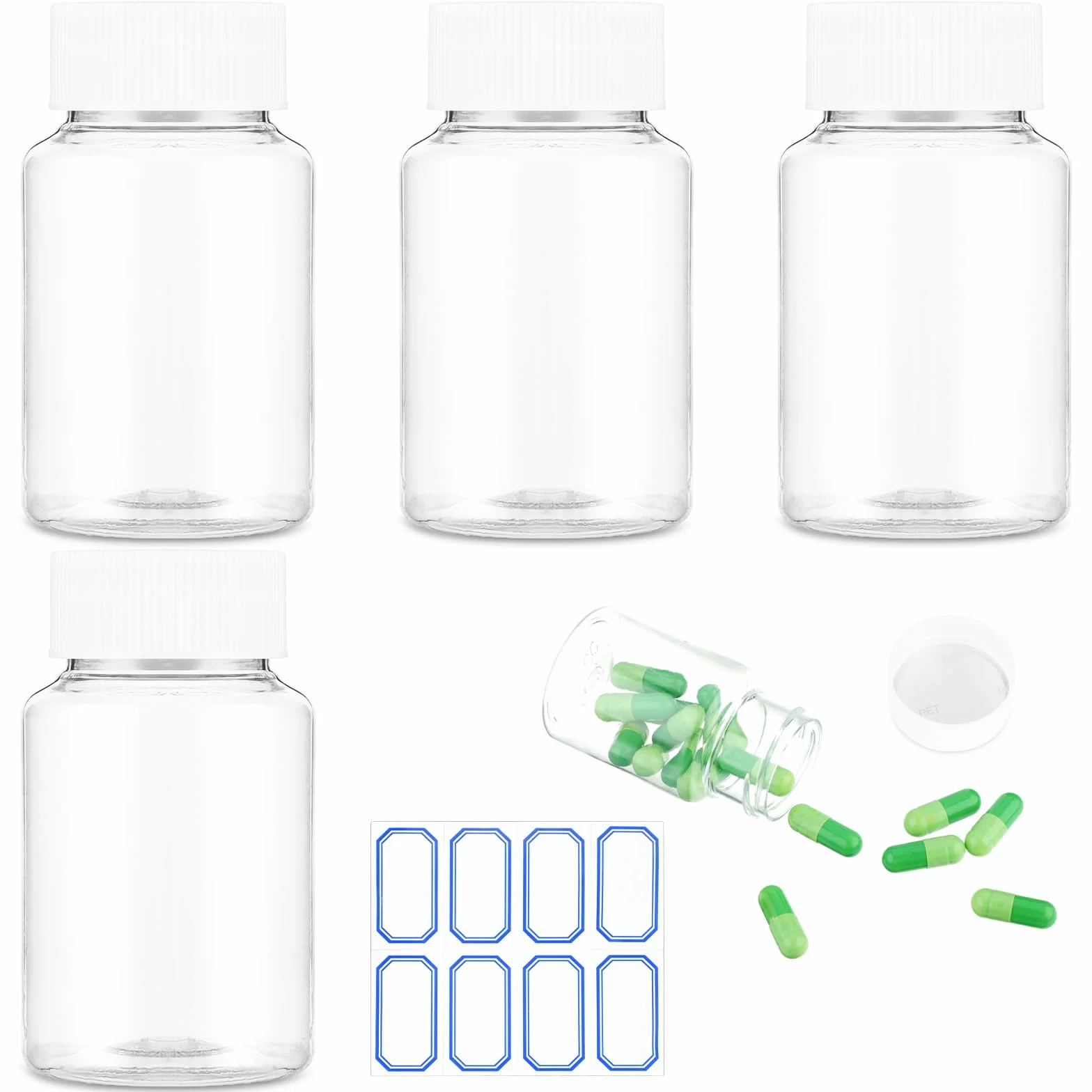 WLLHYF 30 ml puste przezroczyste plastikowe butelki na tabletki 4 szt. butelka
