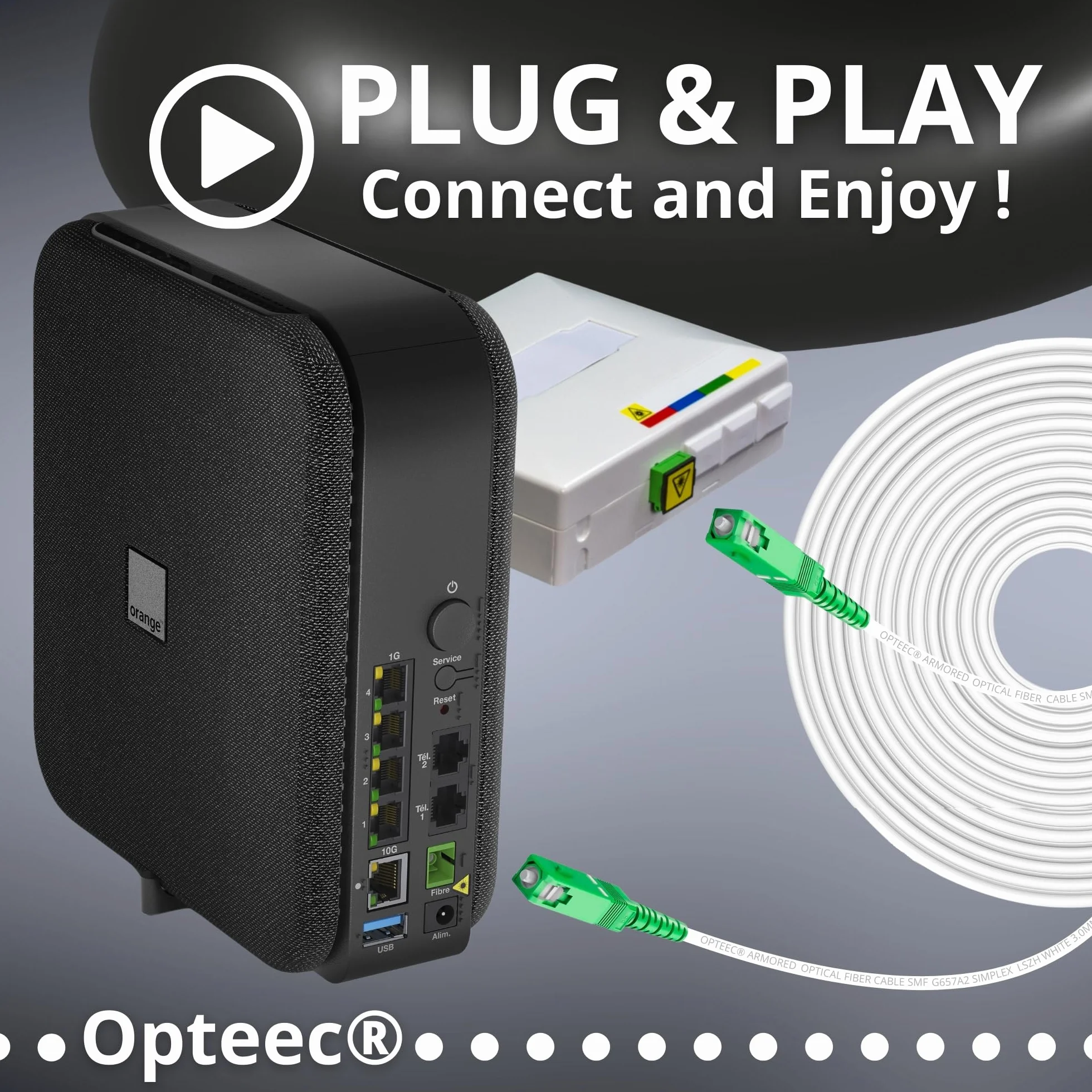 Optyczny kabel opancerzony SC-APC do SC-APC Simplex 0,5M Biały