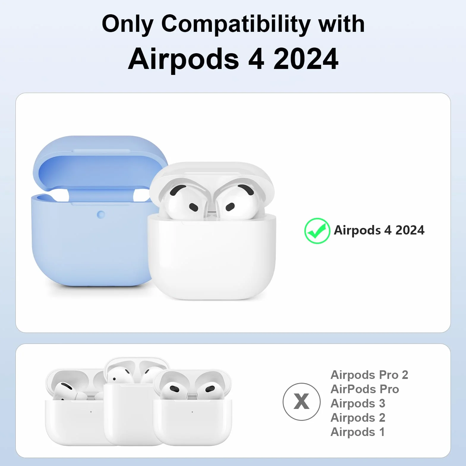 Etui silikonowe do AirPods 4 generacji 2024, odporne na wstrząsy, błękitne