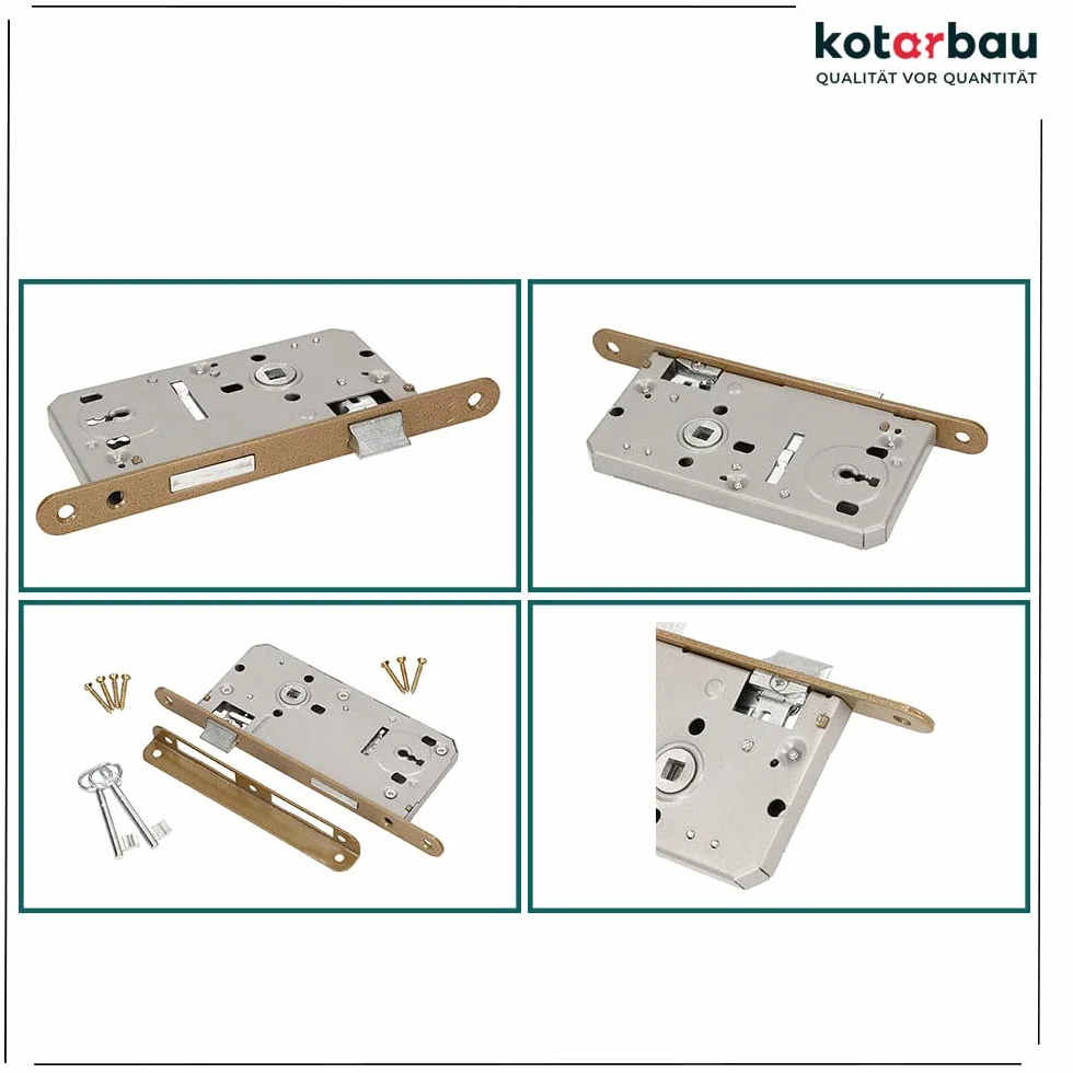 KOTARBAU® Zamek wpuszczany do drzwi wewnętrznych, 90 x 50 mm, wersja z blokadą uniwersalną z prawej i lewej strony
