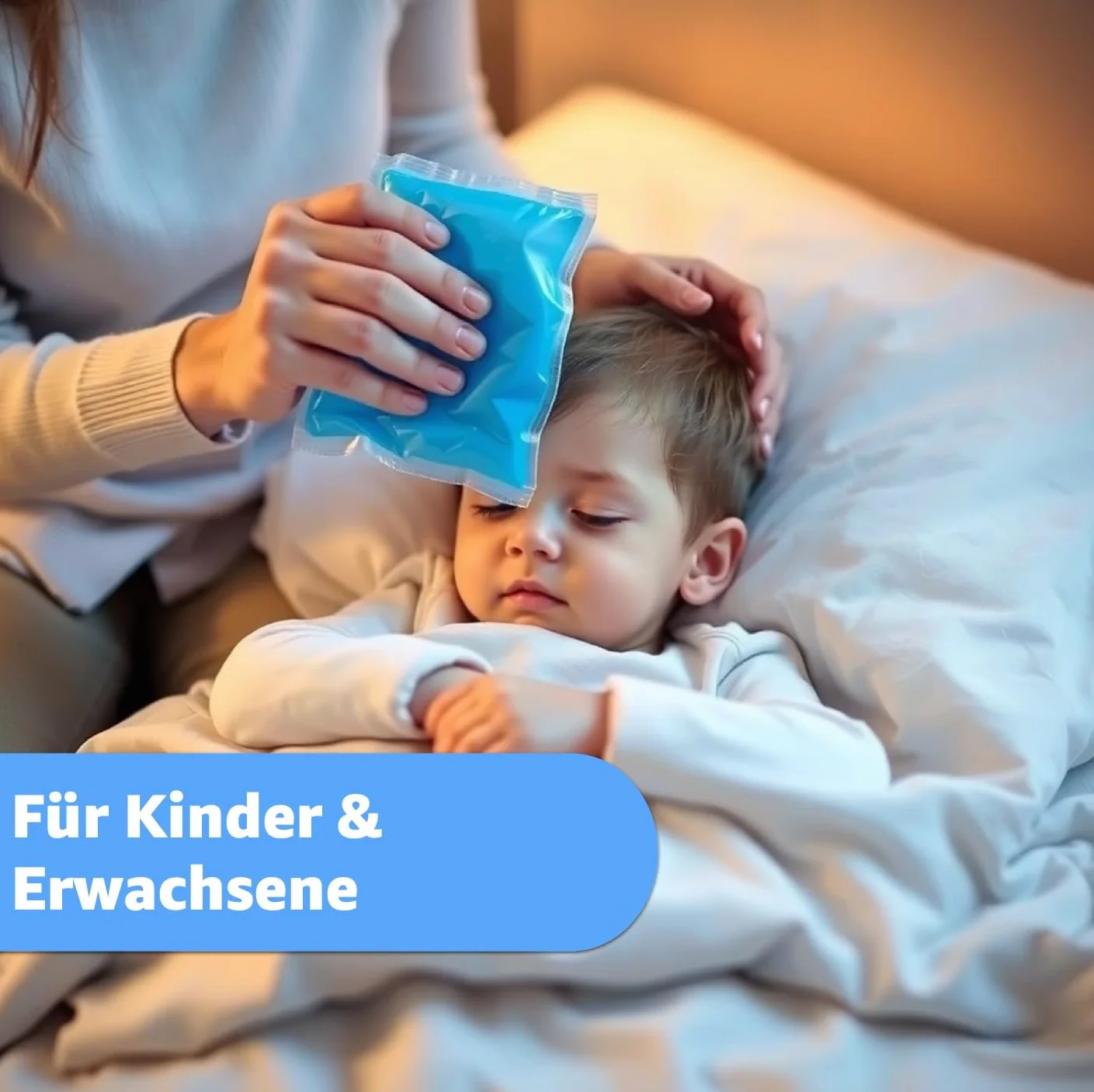TK Gruppe Timo Kingler Zestaw Okładów Chłodzących - MADE IN GERMANY - Żelowe Wkłady Chłodzące, Mała & Duża Poduszka Grzewcza & Kompresy Chłodzące - Poduszka Chłodząca - (2x Niebieski - 29x12 cm)