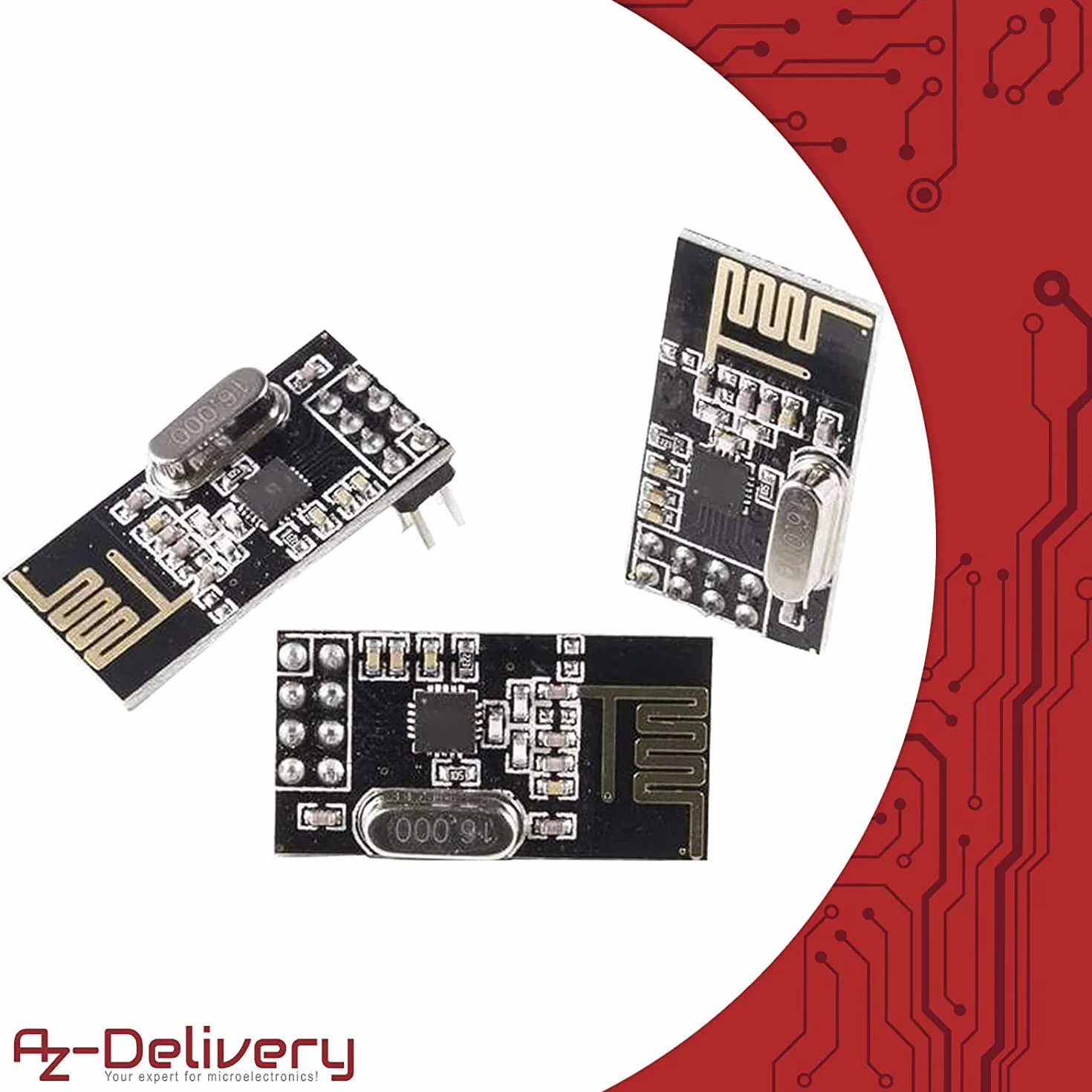 AZDelivery NRF24L01 2,4 GHz Moduł bezprzewodowy kompatybilny z Arduino Raspberry Pi