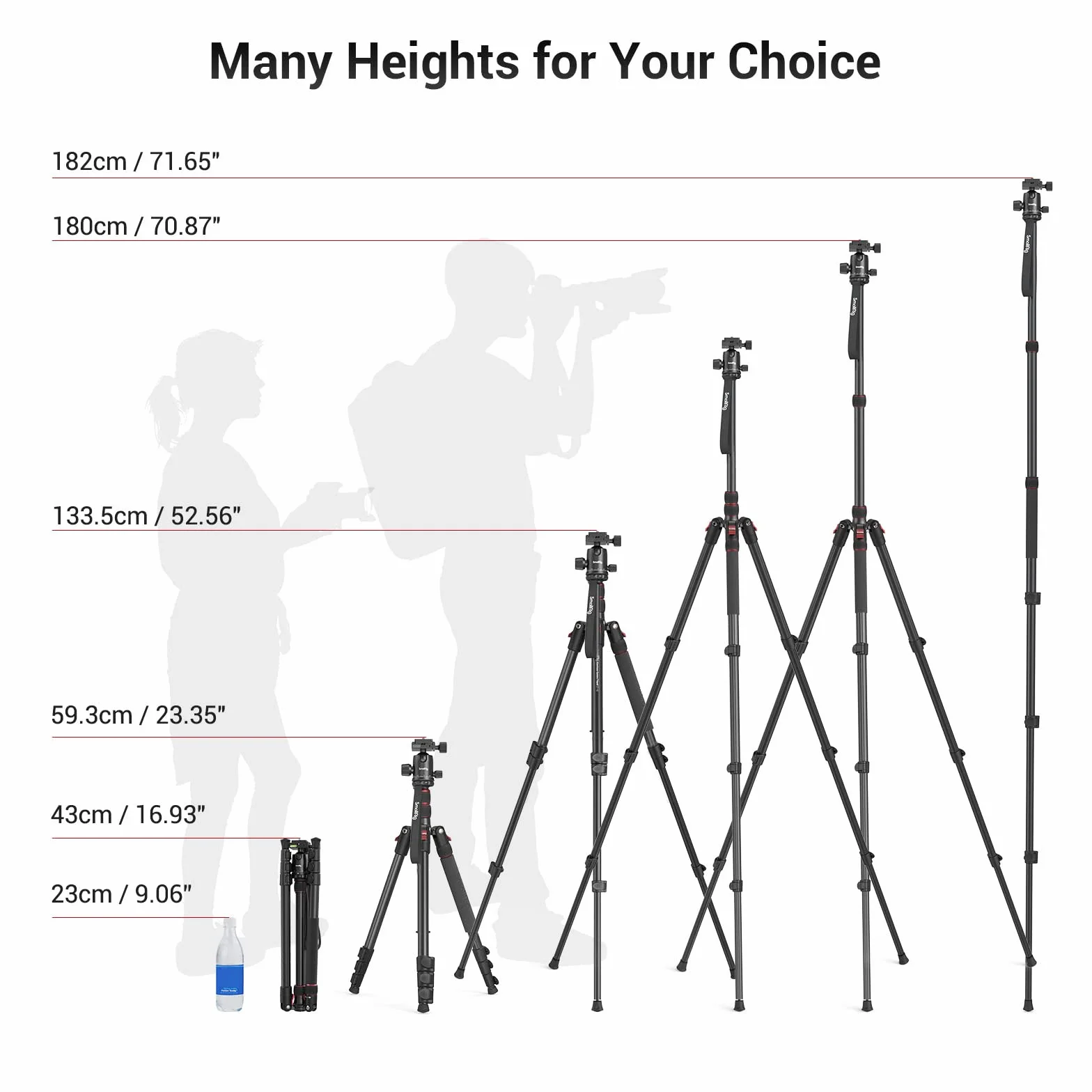 SMALLRIG 71" statyw fotograficzny składany aluminiowy, głowica kulowa 360°, ładowność 15 kg