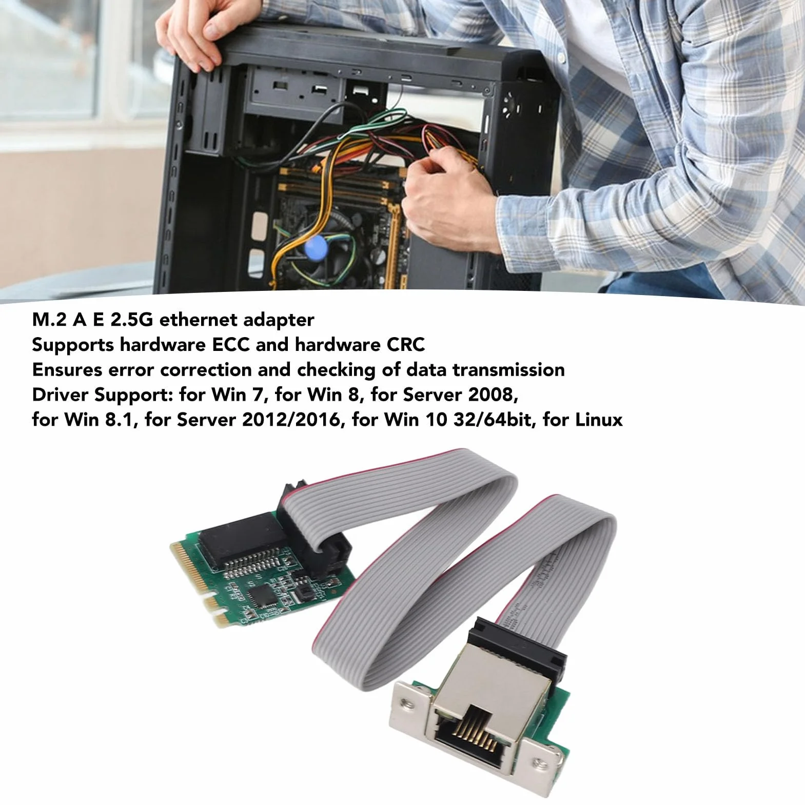 Karta Ethernet M.2 2.5G RTL8125B Karta Sieci Sterowania Przemysłowego Przemysłowa Karta Sieciowa PCIExpress RJ45 M.2 A E do Karty Gigabit Ethernet RTL8111H