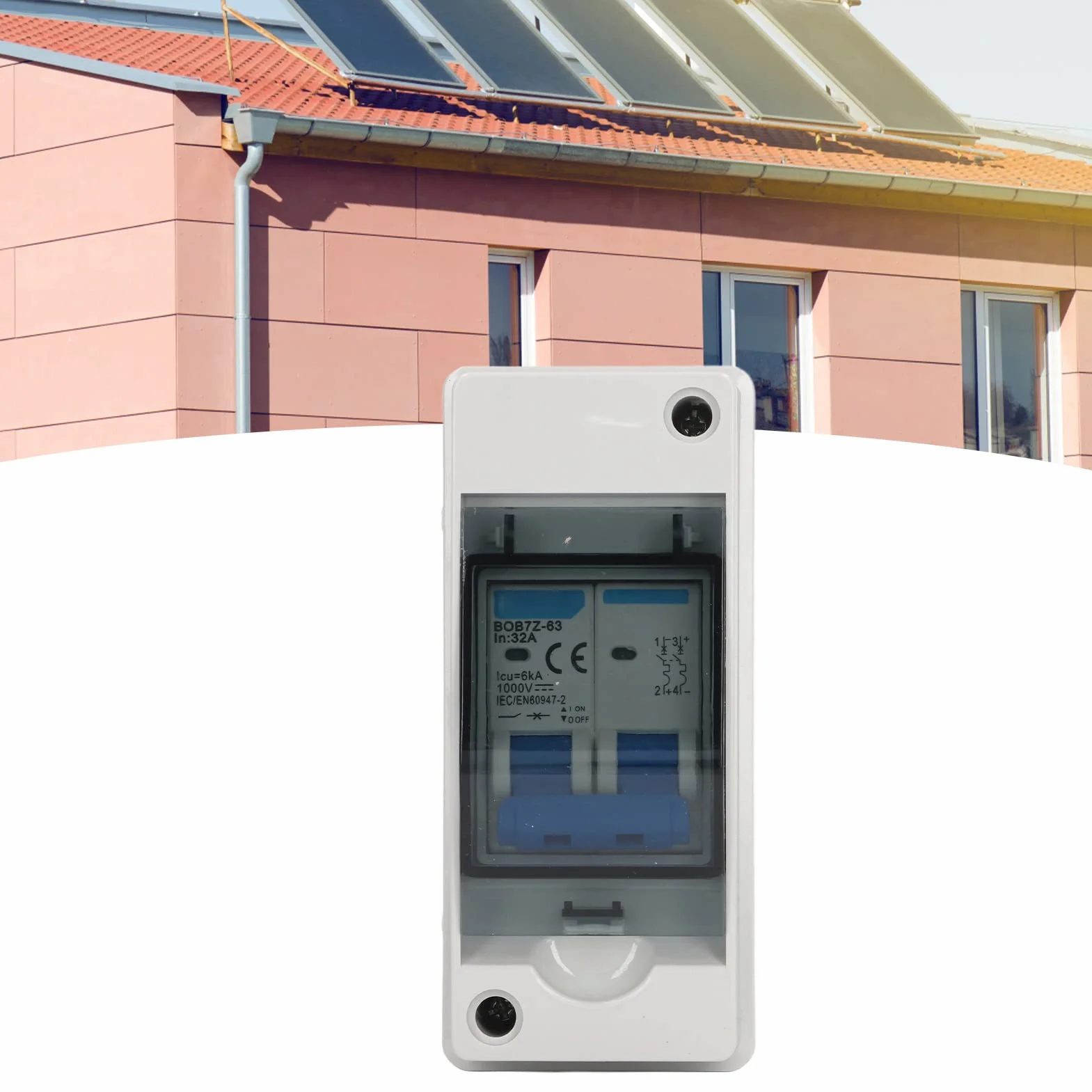 2P 32A 1000V DC Przerywacz, 6KA IP65 Wodoodporny Izolator DC Odłącznik Słoneczny do Panelu Słonecznego System Fotowoltaiczny